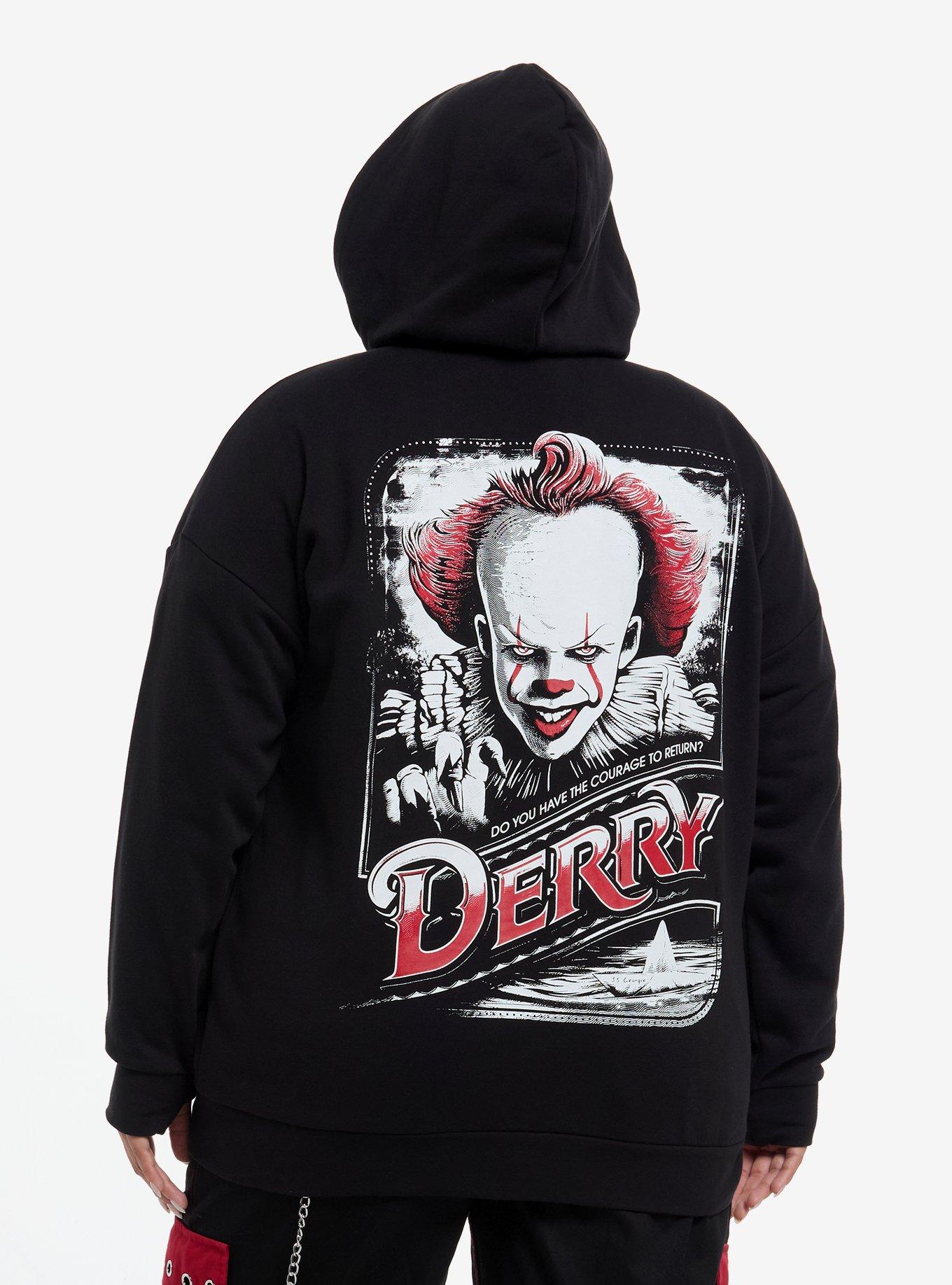 IT Pennywise Patches Girls Oversized Hoodie Plus Size, , hi-res