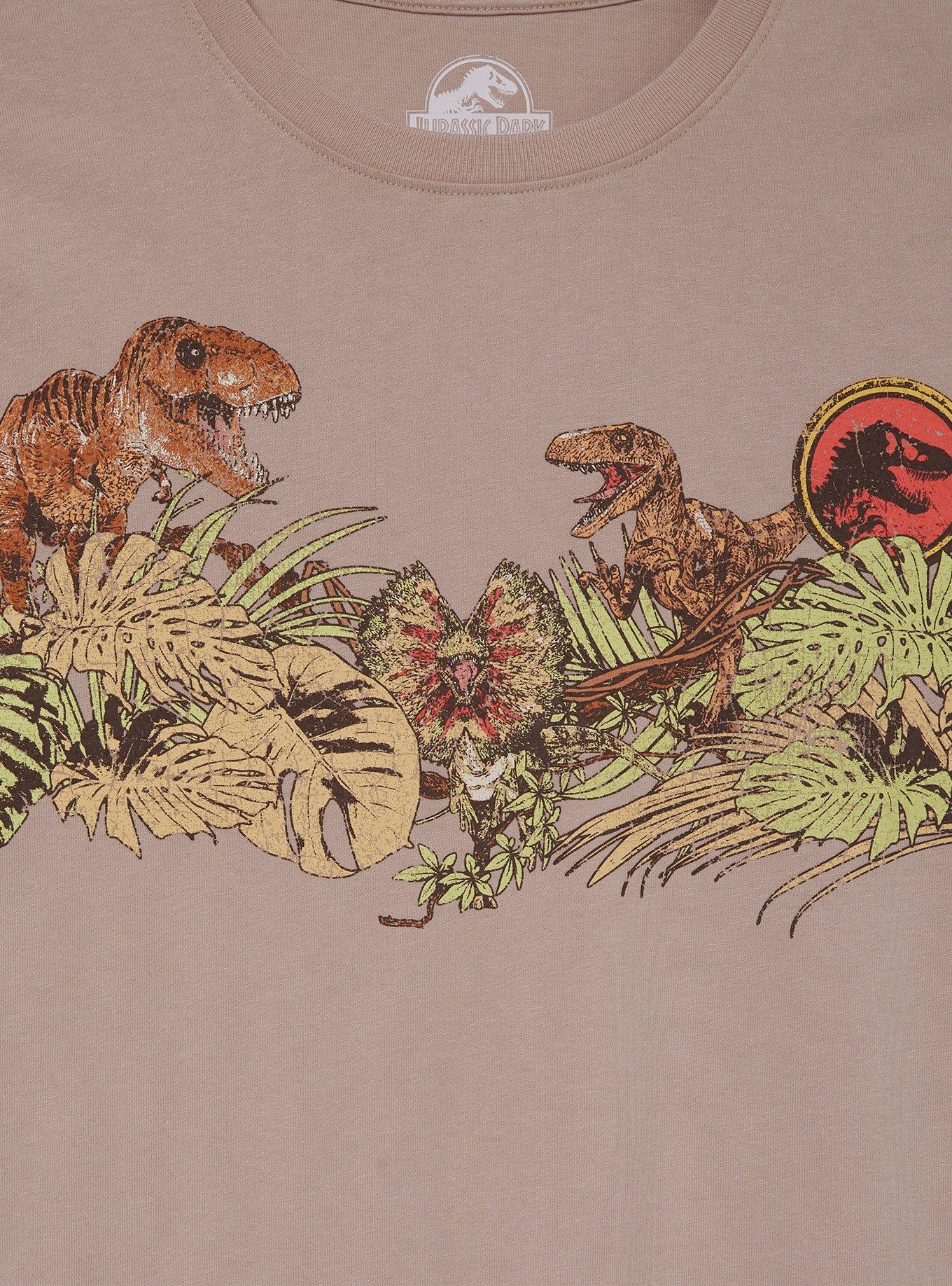 Jurassic Park Dinosaurs & Foliage Women's T-Shirt - BoxLunch Exclusive, BEIGE, alternate