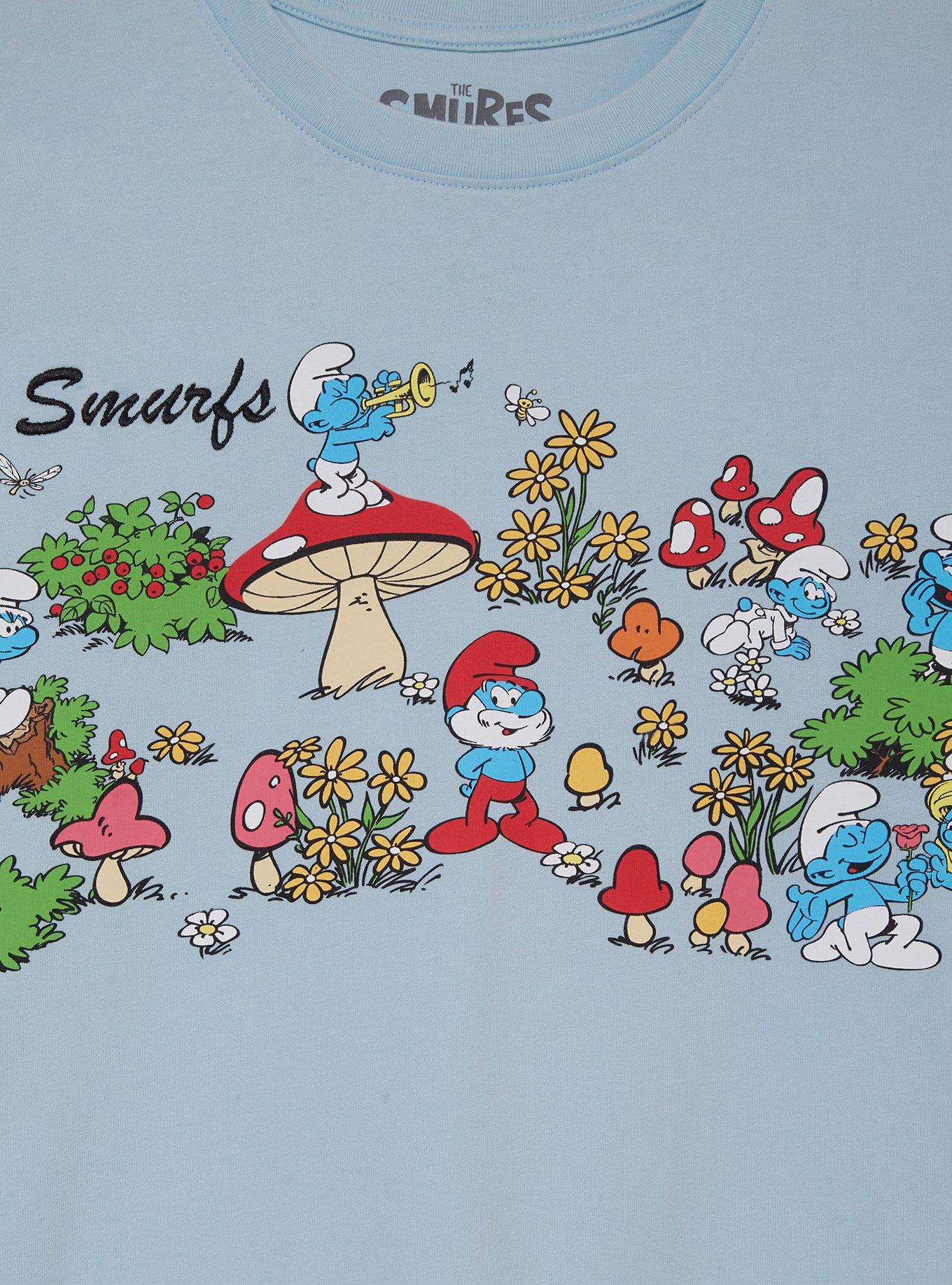 The Smurfs Village Scene Women's T-Shirt - BoxLunch Exclusive, SKY BLUE, alternate