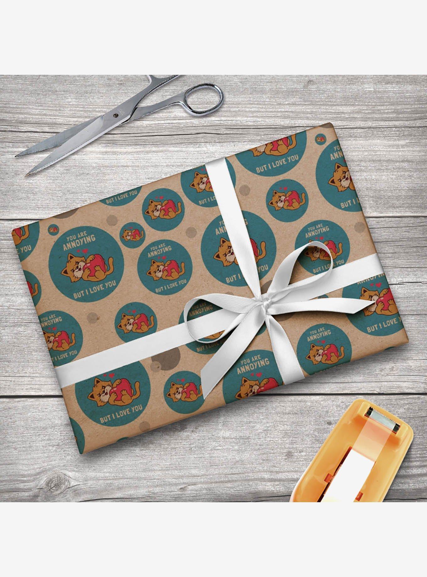 You Are Annoying But I Love You Cat Premium Kraft Wrapping Paper, , hi-res