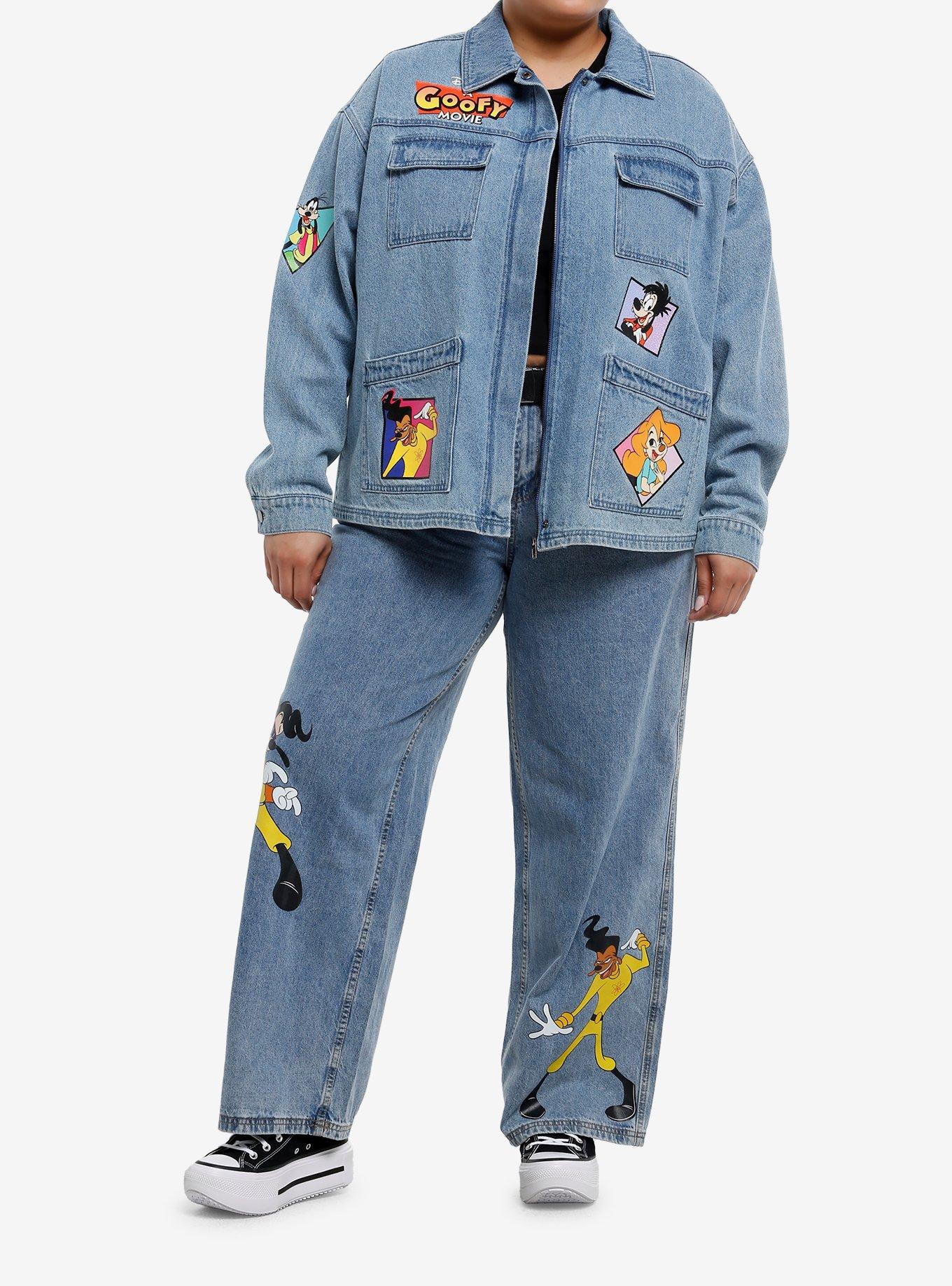 Her Universe Disney A Goofy Movie Characters Girls Denim Jacket Plus Size, MULTI, alternate