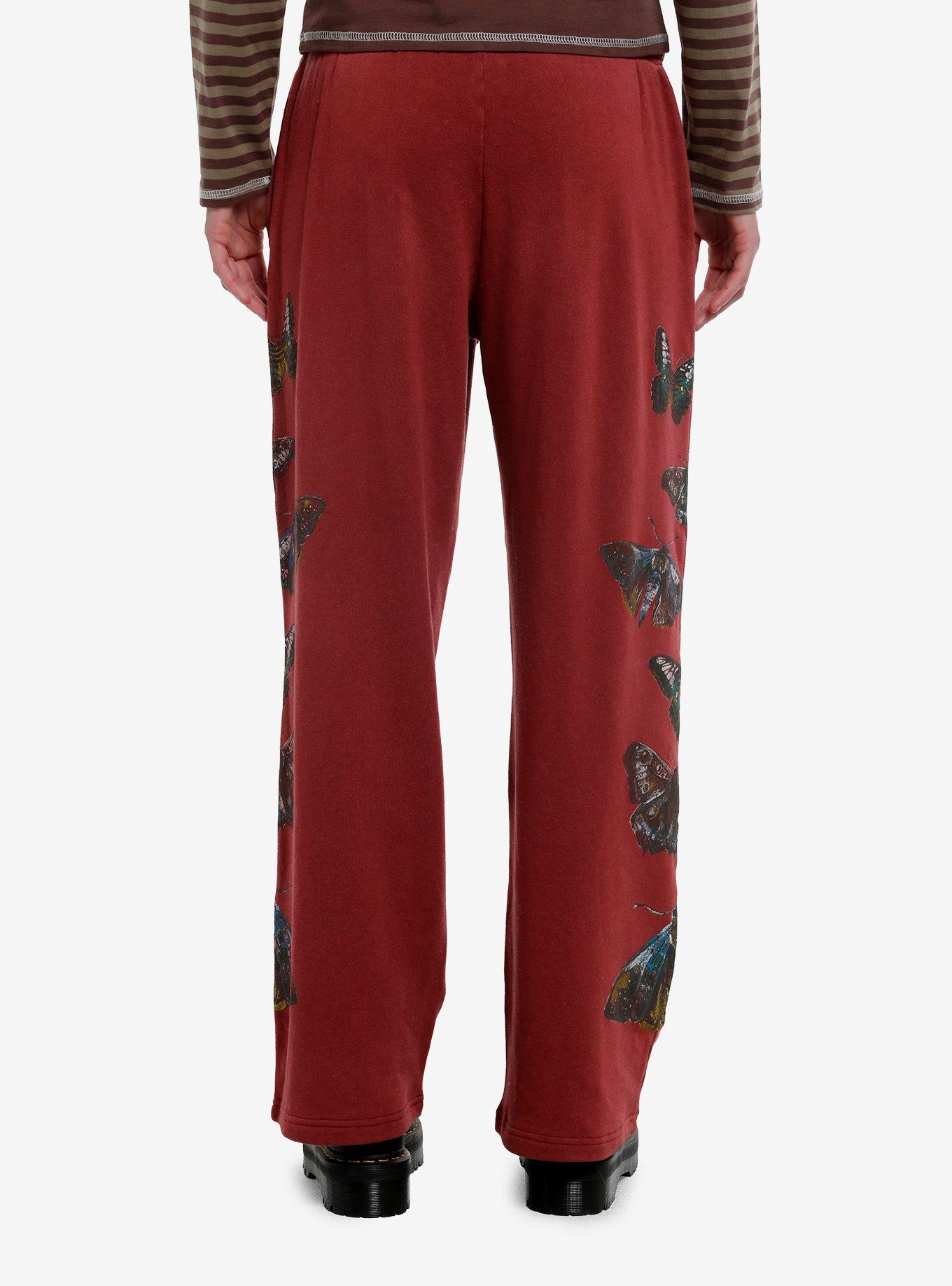 Thorn & Fable Butterfly Mineral Wash Wide Leg Lounge Pants, , hi-res