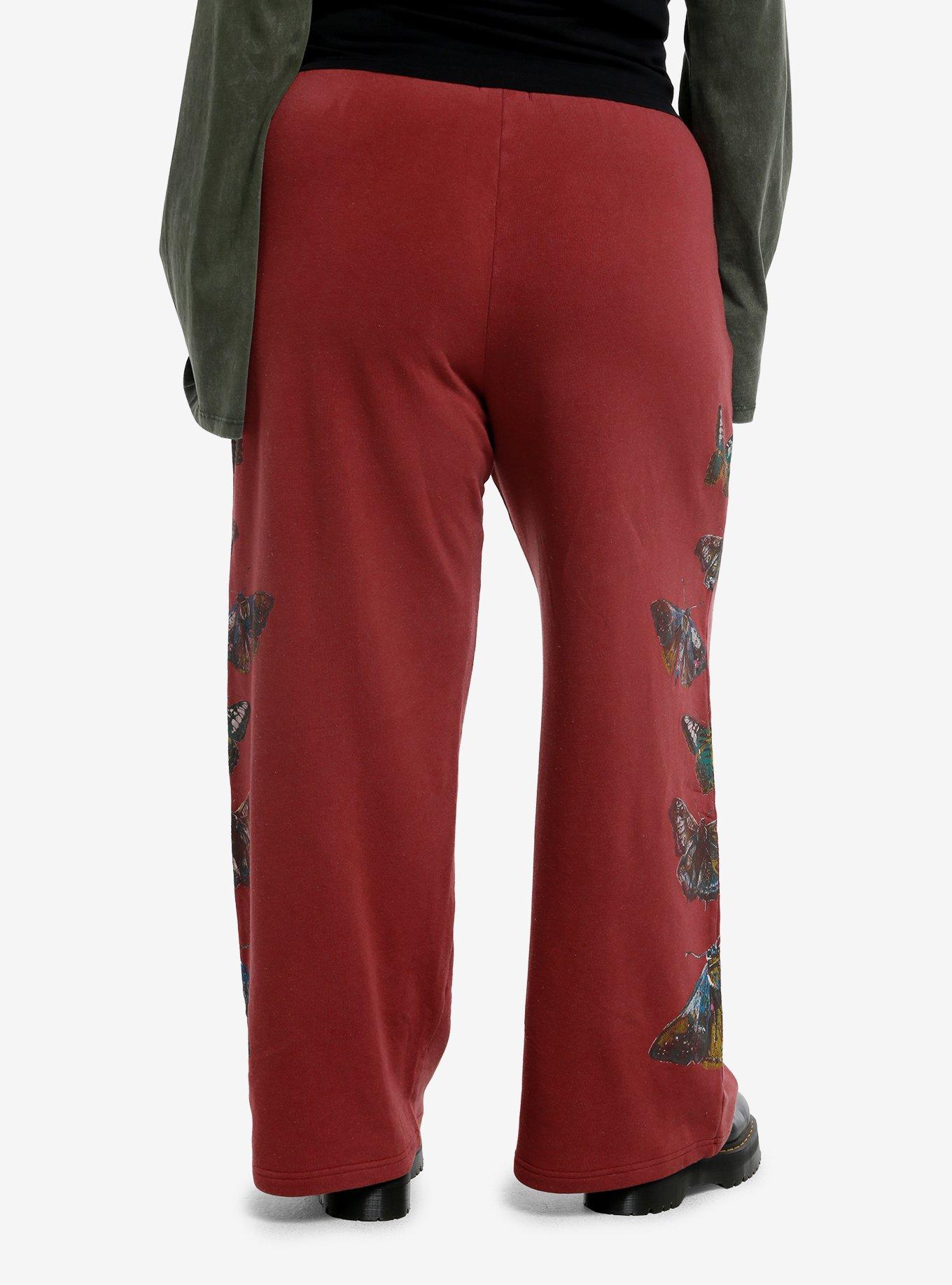 Thorn & Fable Butterfly Mineral Wash Wide Leg Lounge Pants Plus Size, , hi-res