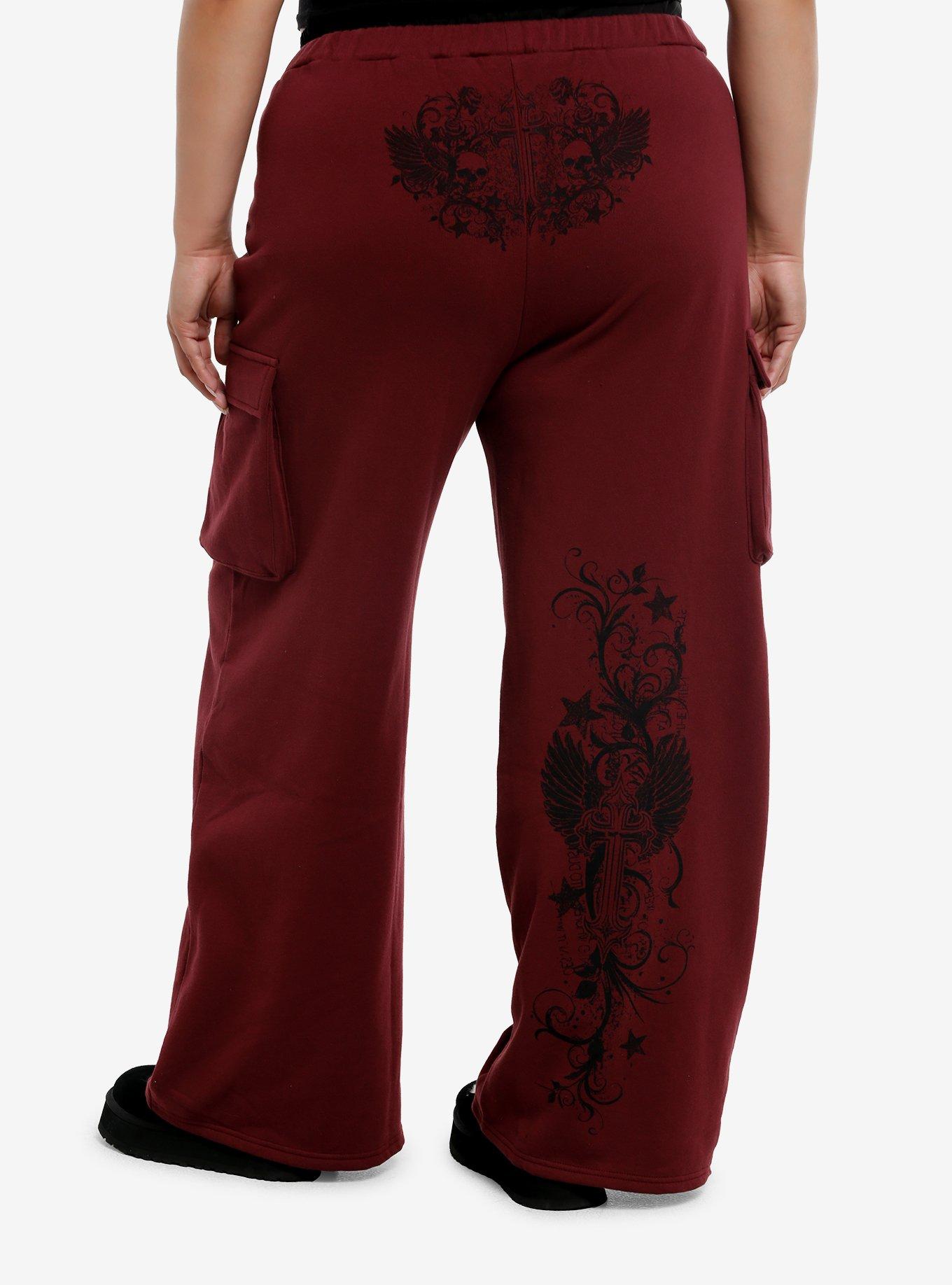 Skull Cross Wings Double Waist Girls Lounge Pants Plus Size, , hi-res