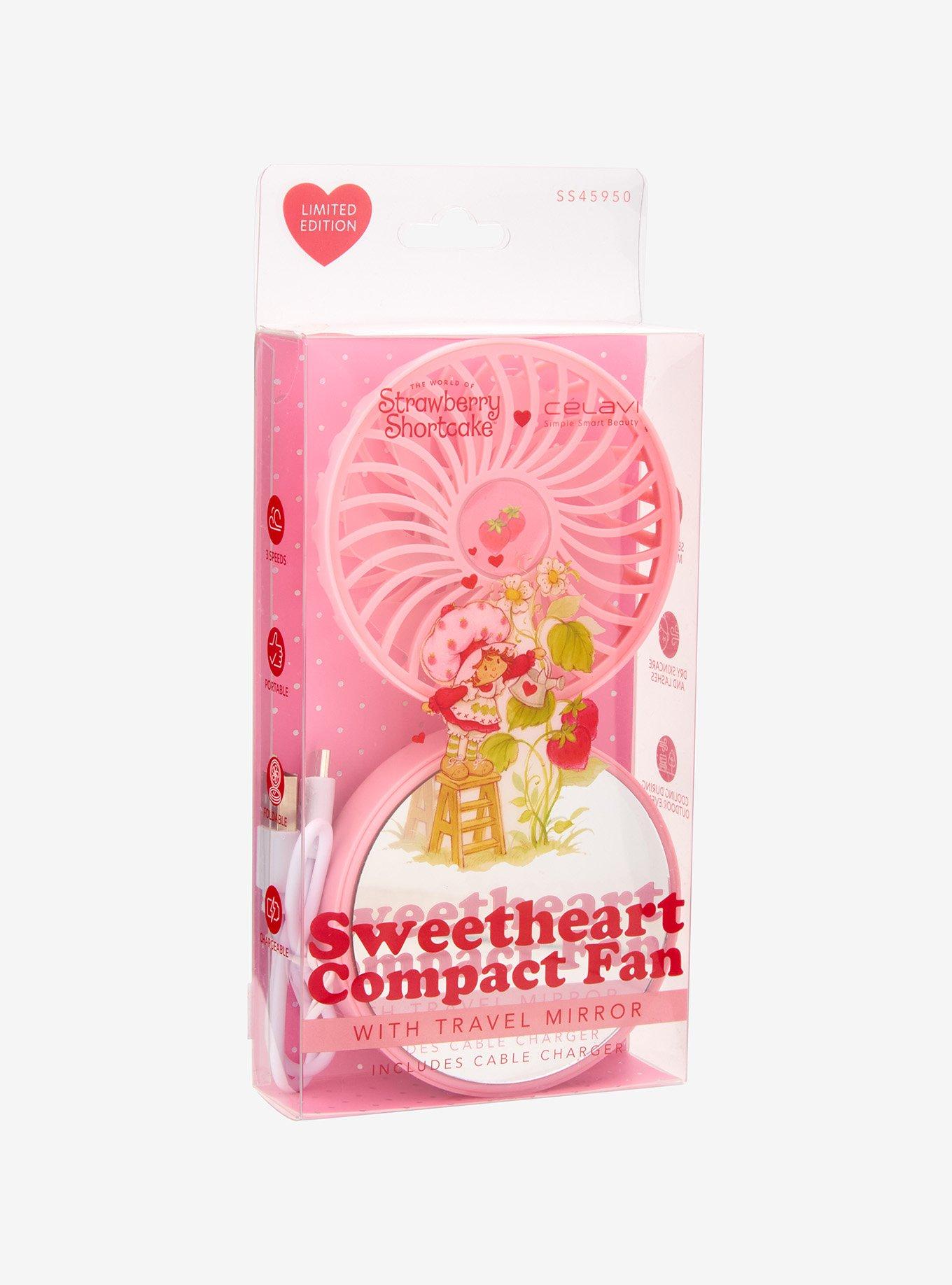 Célavi Strawberry Shortcake Sweetheart Compact Fan with Mirror