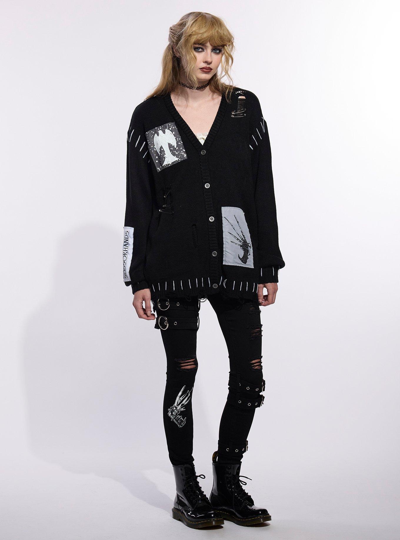 Her Universe Edward Scissorhands Patches Destructed Cardigan, , hi-res