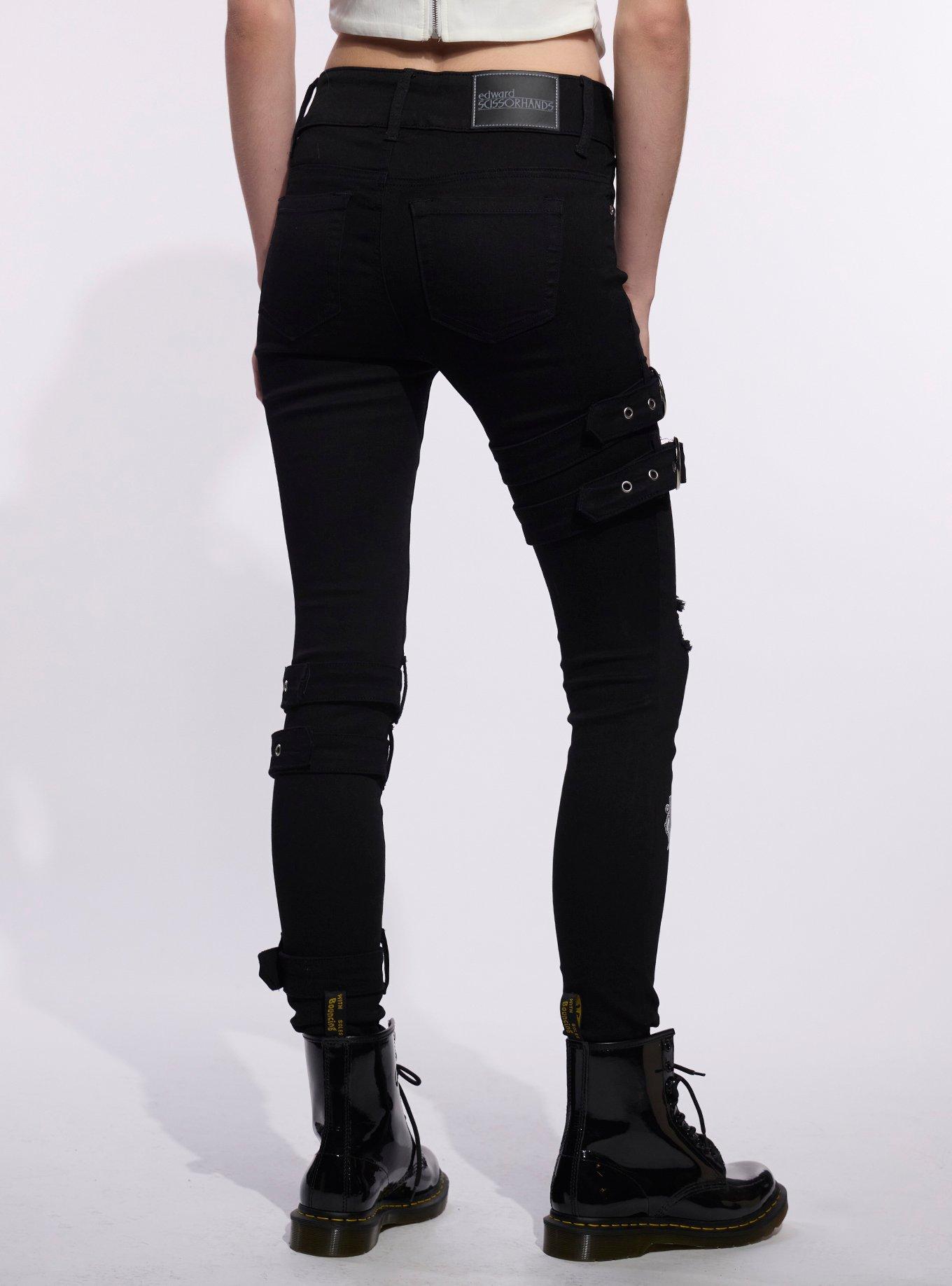 Her Universe Edward Scissorhands Grommet Strap Scissors Destructed Skinny Jeans, , hi-res