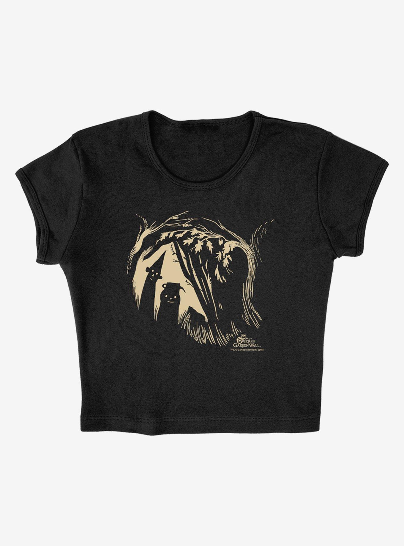 Over The Garden Wall Boom Cover Cap Sleeve Baby Rib Women's Crop Top, BLACK, alternate