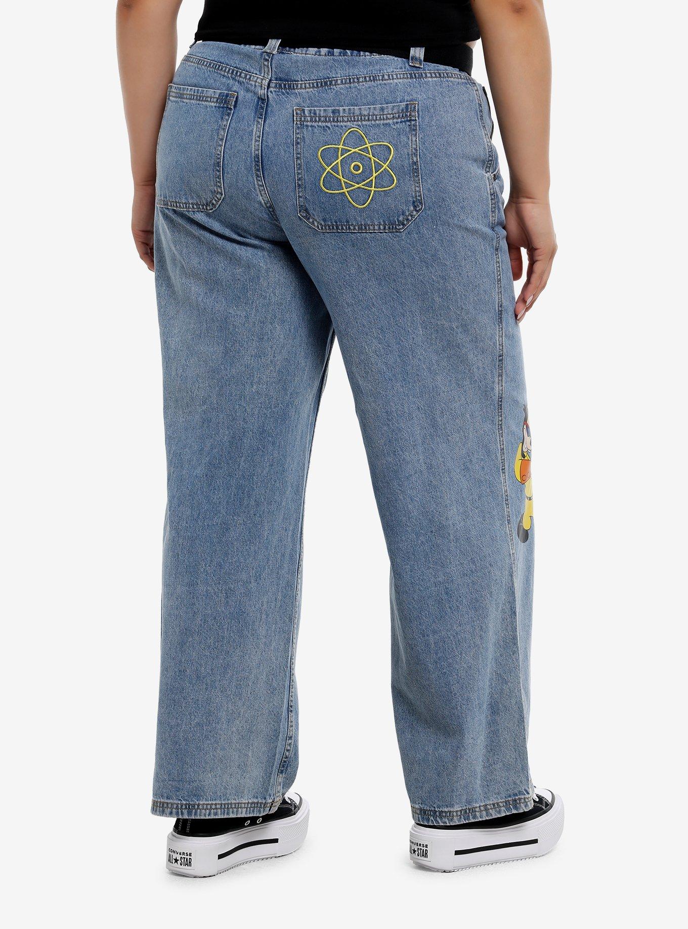 Her Universe Disney A Goofy Movie Max & Powerline Belted Straight Leg Denim Jeans Plus Size, , hi-res