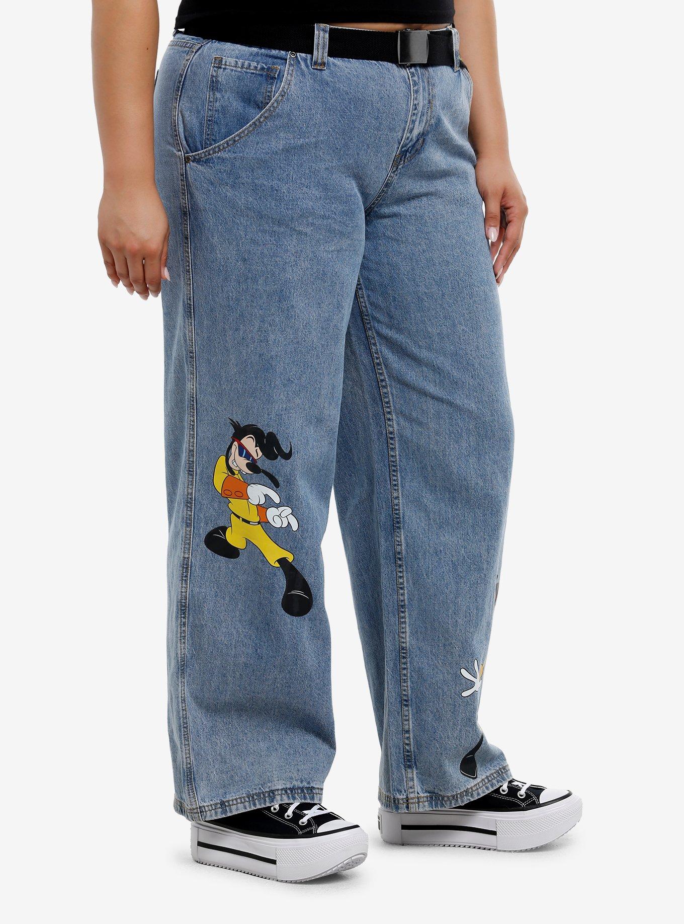 Her Universe Disney A Goofy Movie Max & Powerline Belted Straight Leg Denim Jeans Plus Size, MULTI, alternate