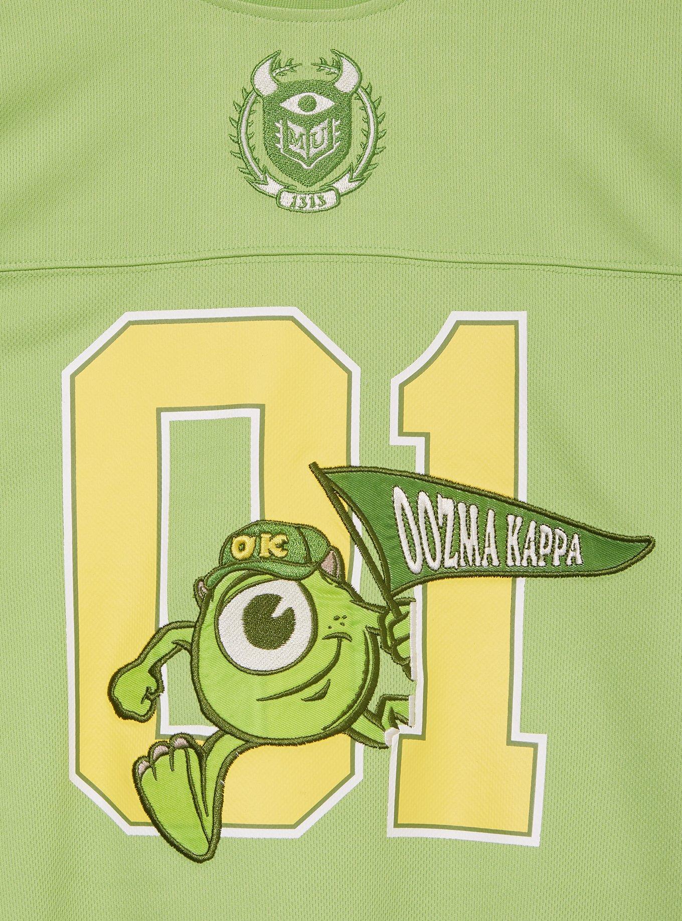 Disney Pixar Monsters University Mike Oozma Kappa Women's Plus Size Cropped Football Jersey — BoxLunch Exclusive, GREEN, alternate