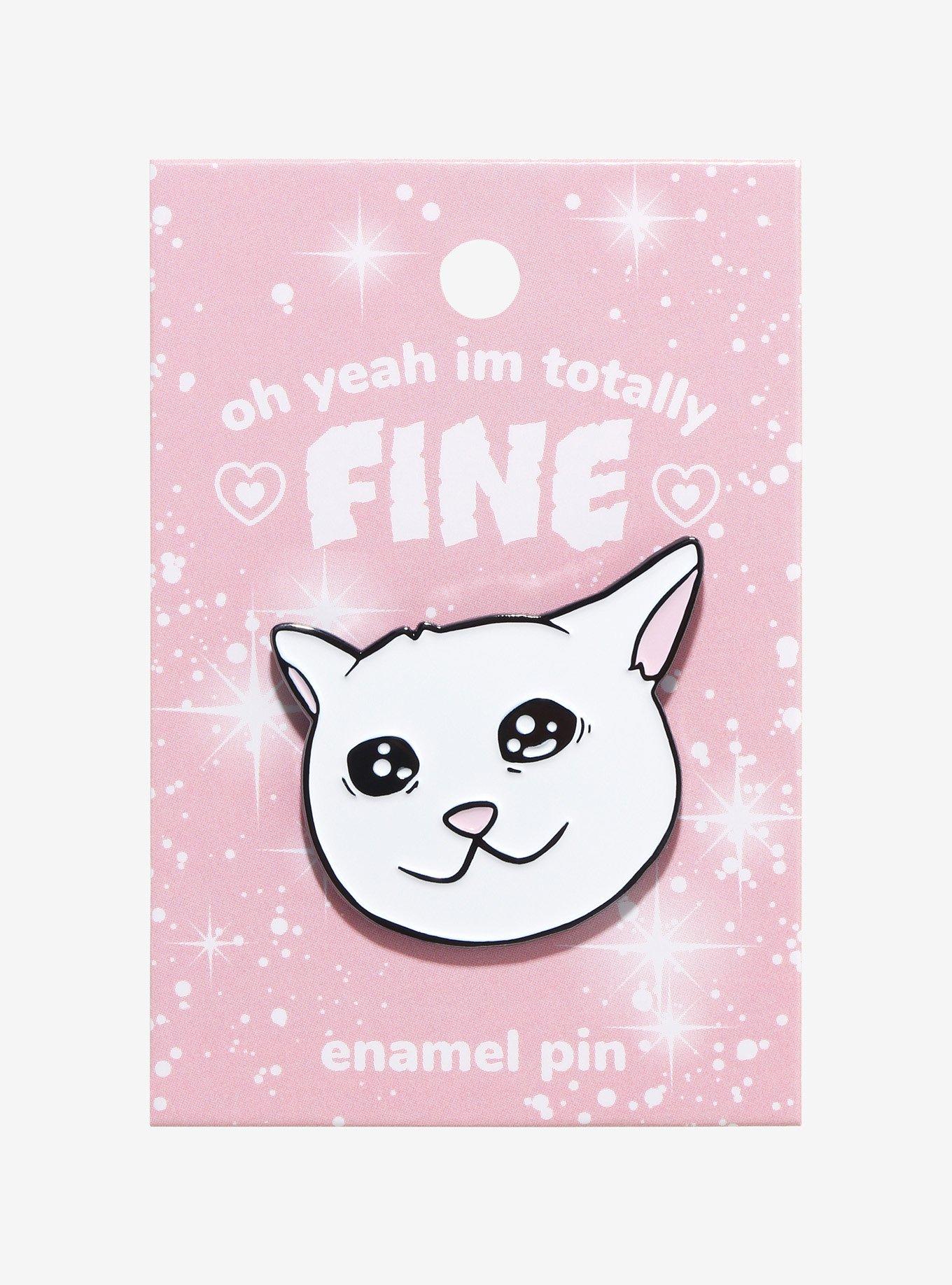 Crying Cat Meme Enamel Pin, , hi-res