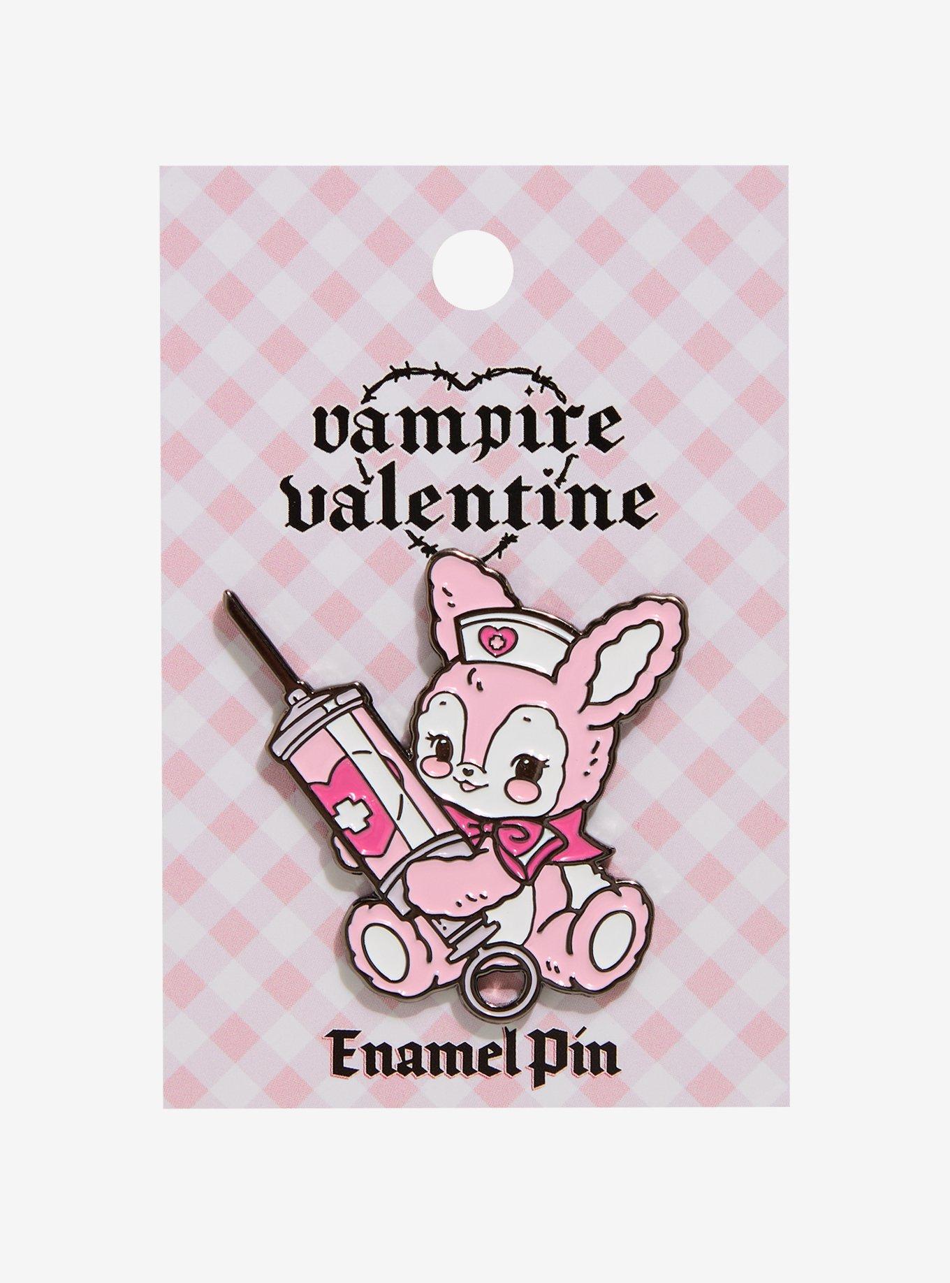 Vampire Valentine Creepy Coquette Bunny Enamel Pin, , hi-res