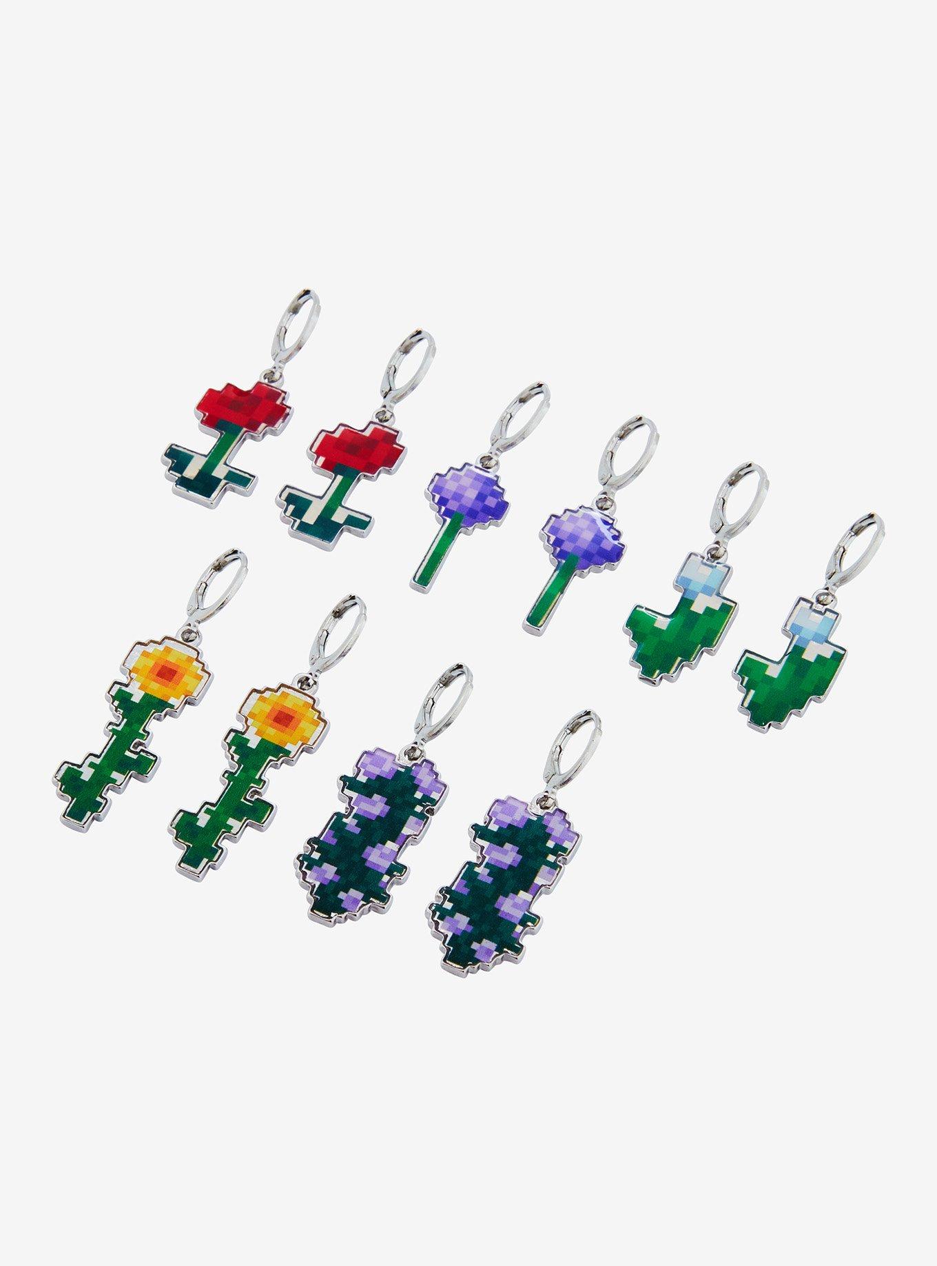 Minecraft Flowers Drop Earring Set, , alternate