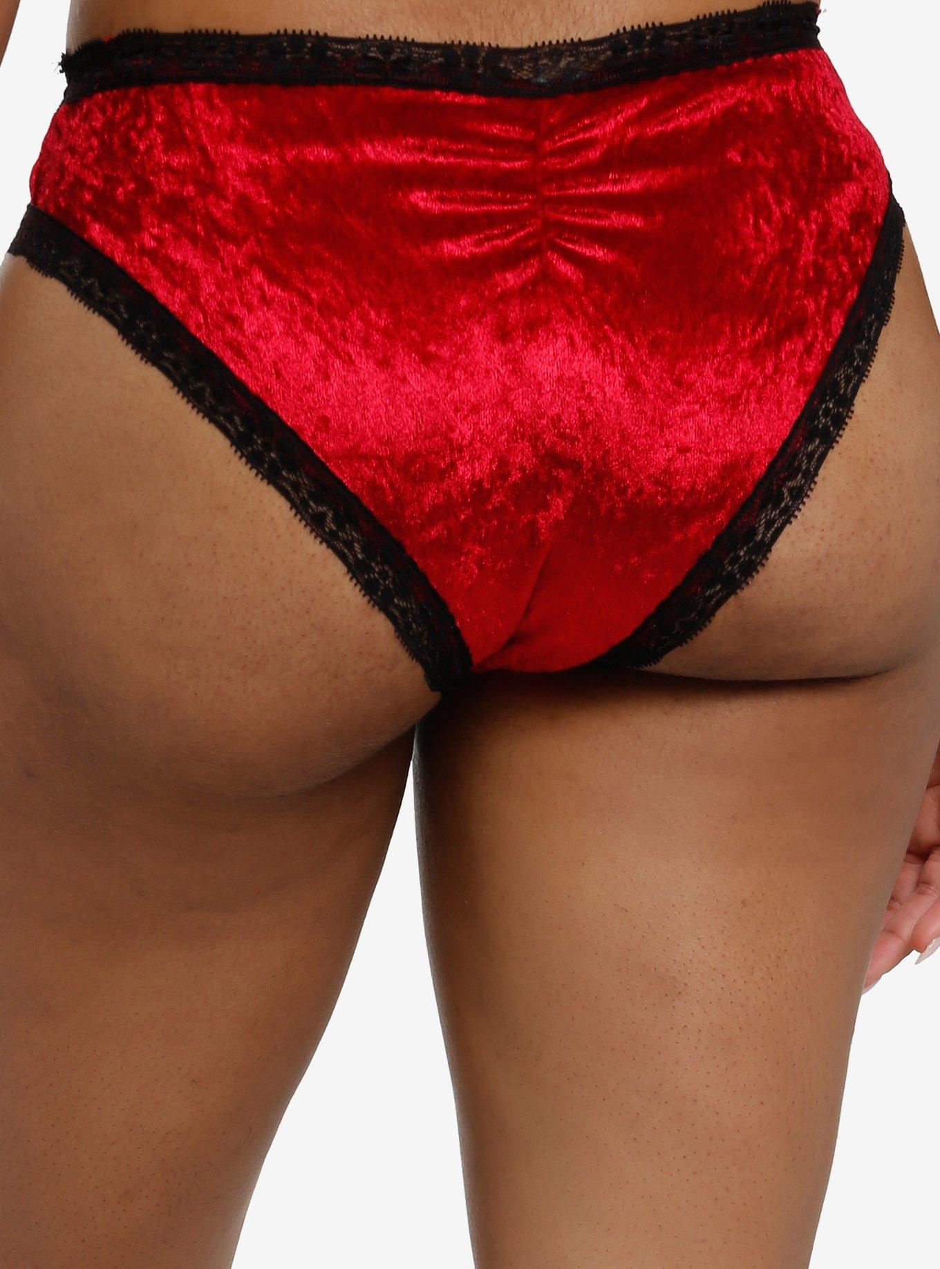 Red & Black Velvet Lace Panty, , hi-res