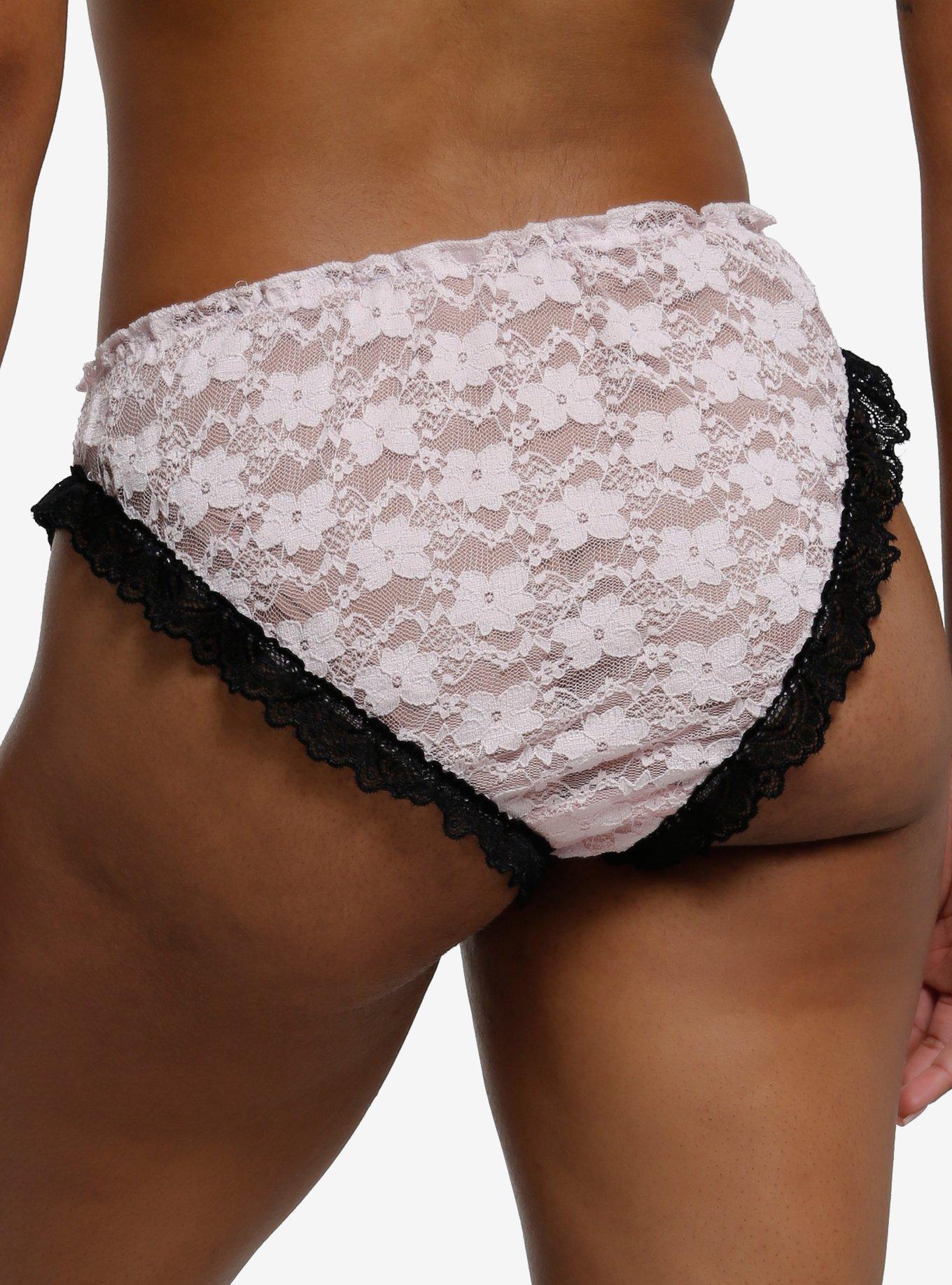 Black & Pink Lace Panty, , hi-res