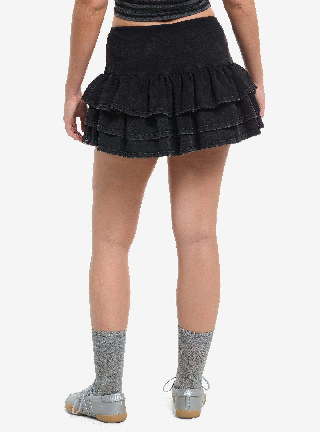 Sweet Society Dark Wash Tiered Skort, , hi-res