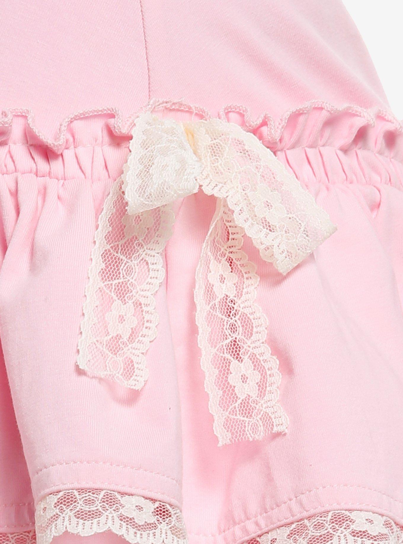 Sweet Society Pastel Pink Cream Lace Trim Tiered Skort, PINK, alternate