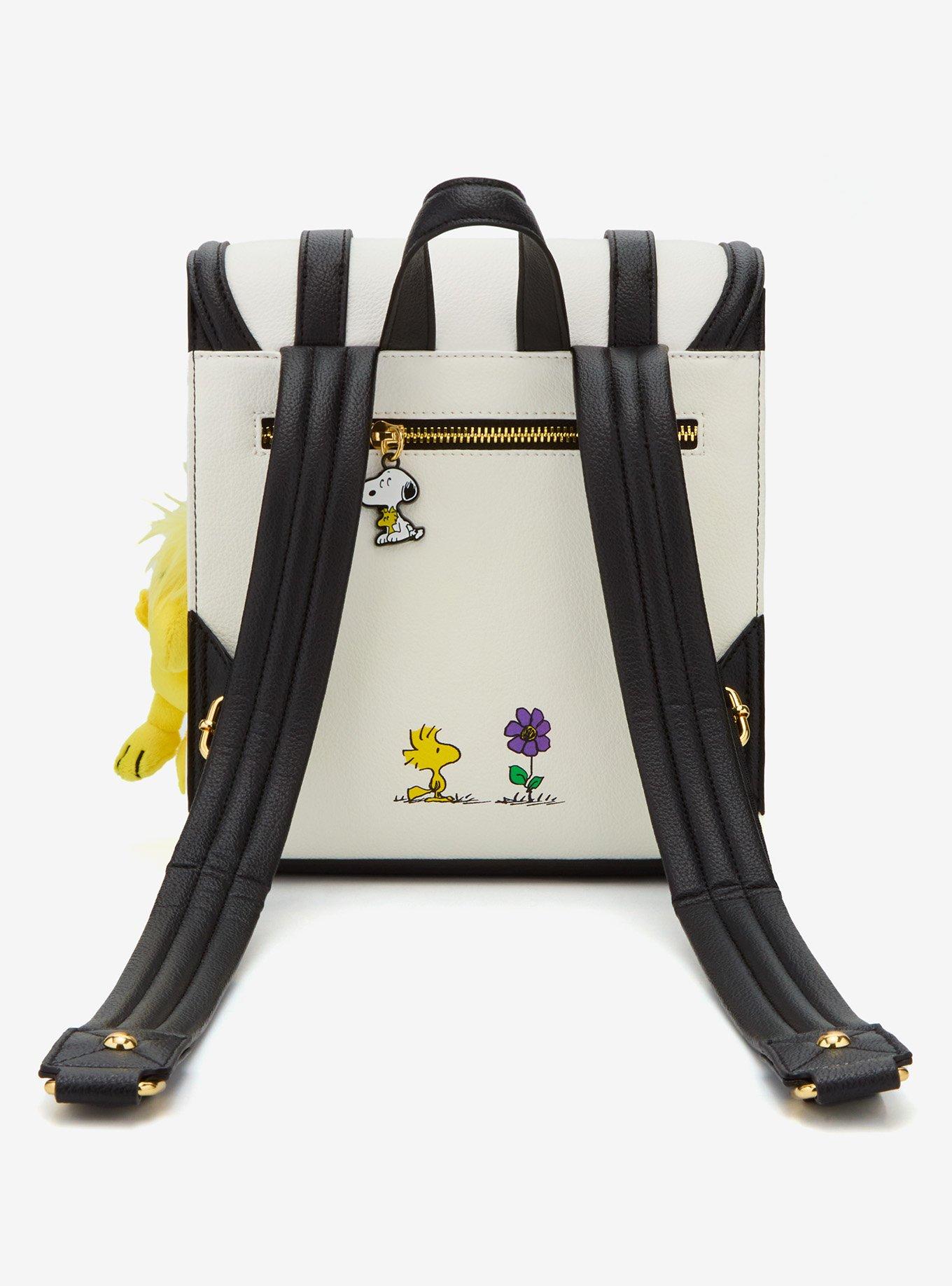 Peanuts Snoopy Black & White Mini Backpack with Woodstock Plush Charm - BoxLunch Exclusive