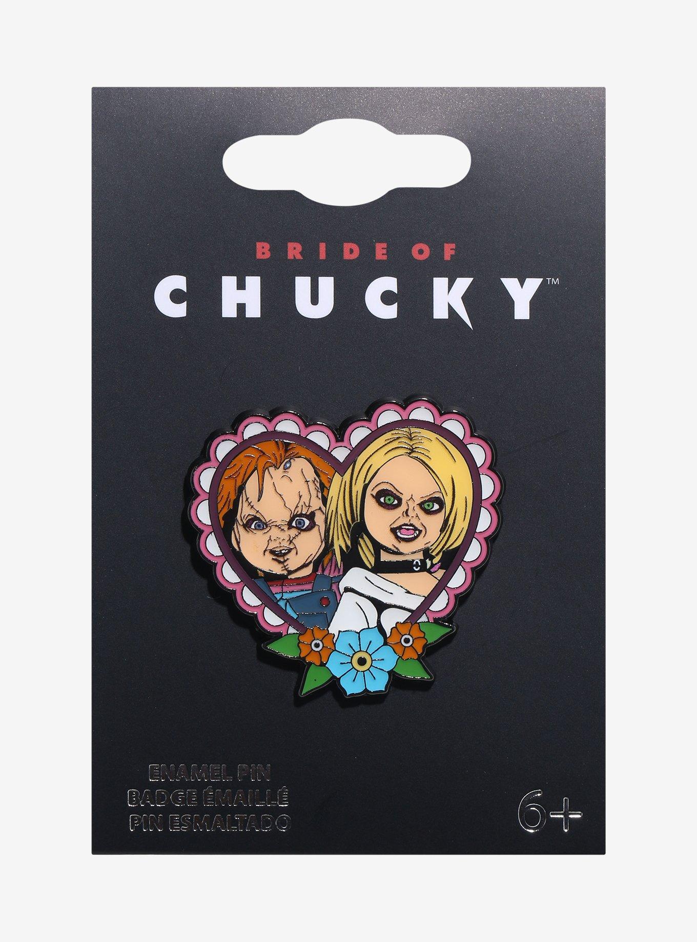 Bride Of Chucky Tiffany & Chucky Heart Enamel Pin, , hi-res