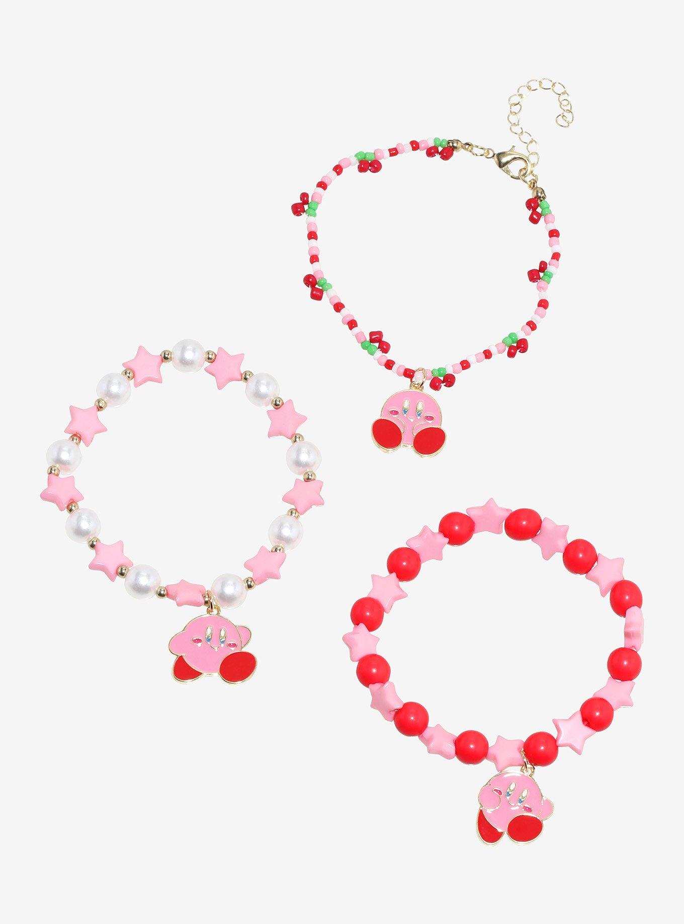 Kirby Cherry Charm Bead Bracelet Set, , hi-res