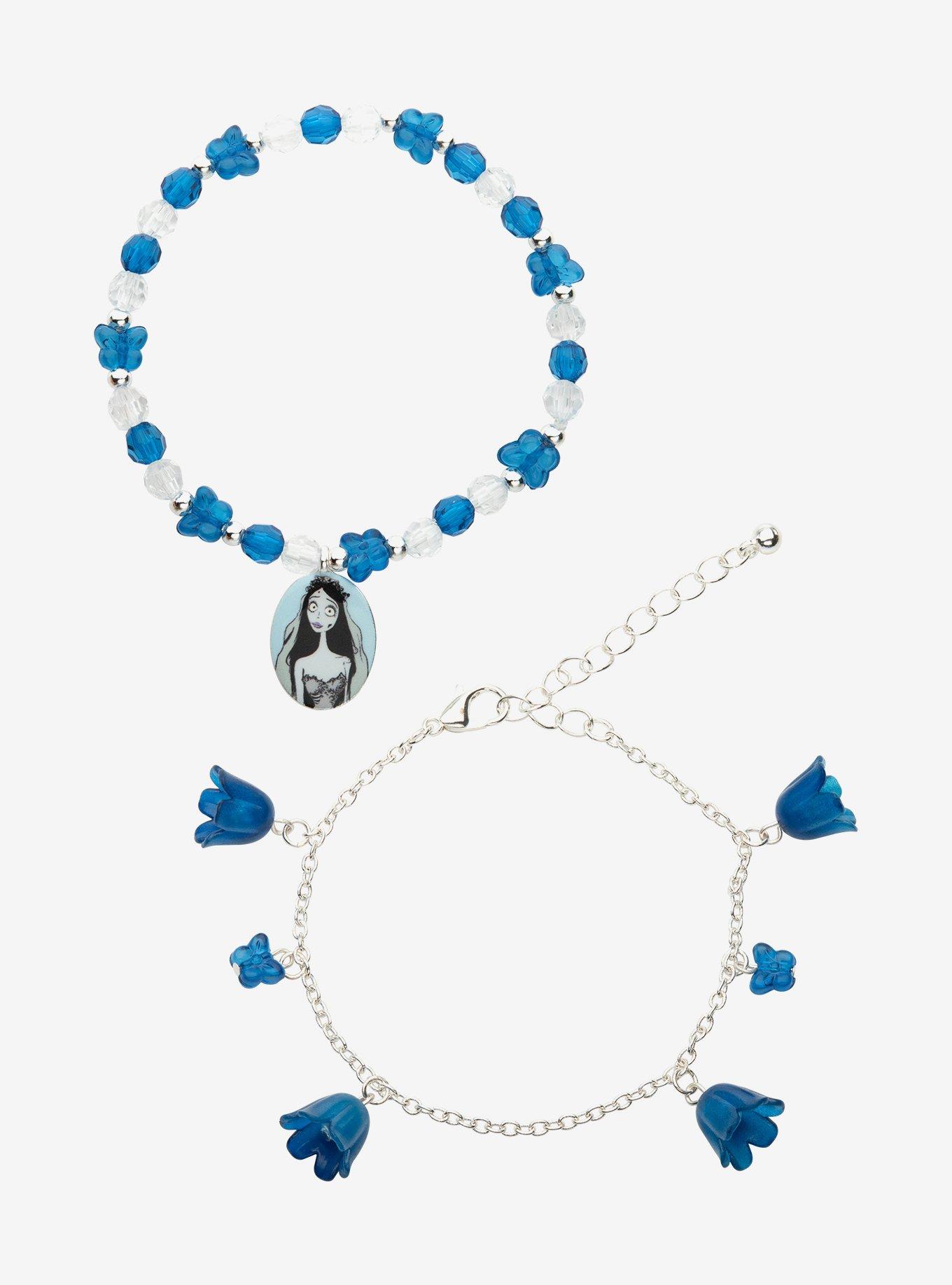 Corpse Bride Emily Blue Floral Bracelet Set, , hi-res