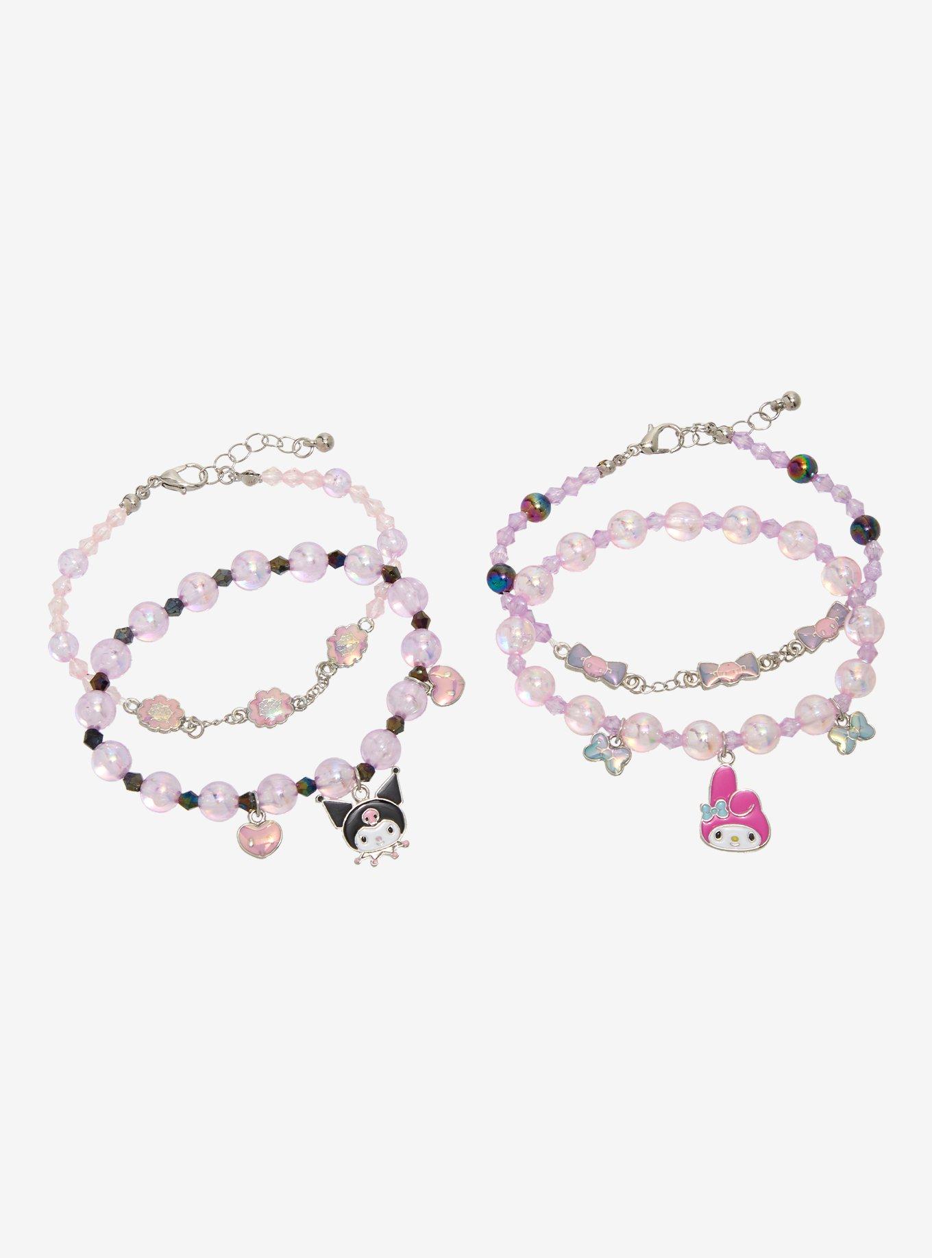 My Melody & Kuromi Charm Bead Bracelet Set, , hi-res