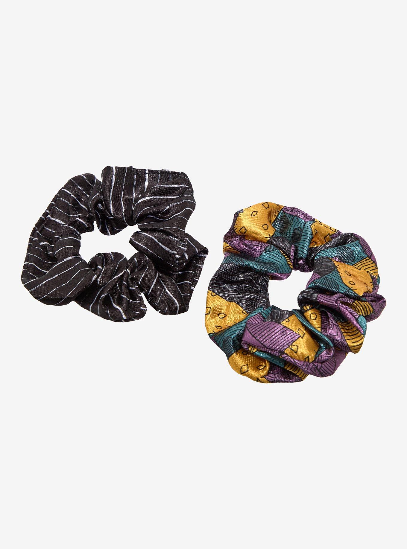 The Nightmare Before Christmas Jack & Sally Pattern Hair Scrunchie Set, , hi-res