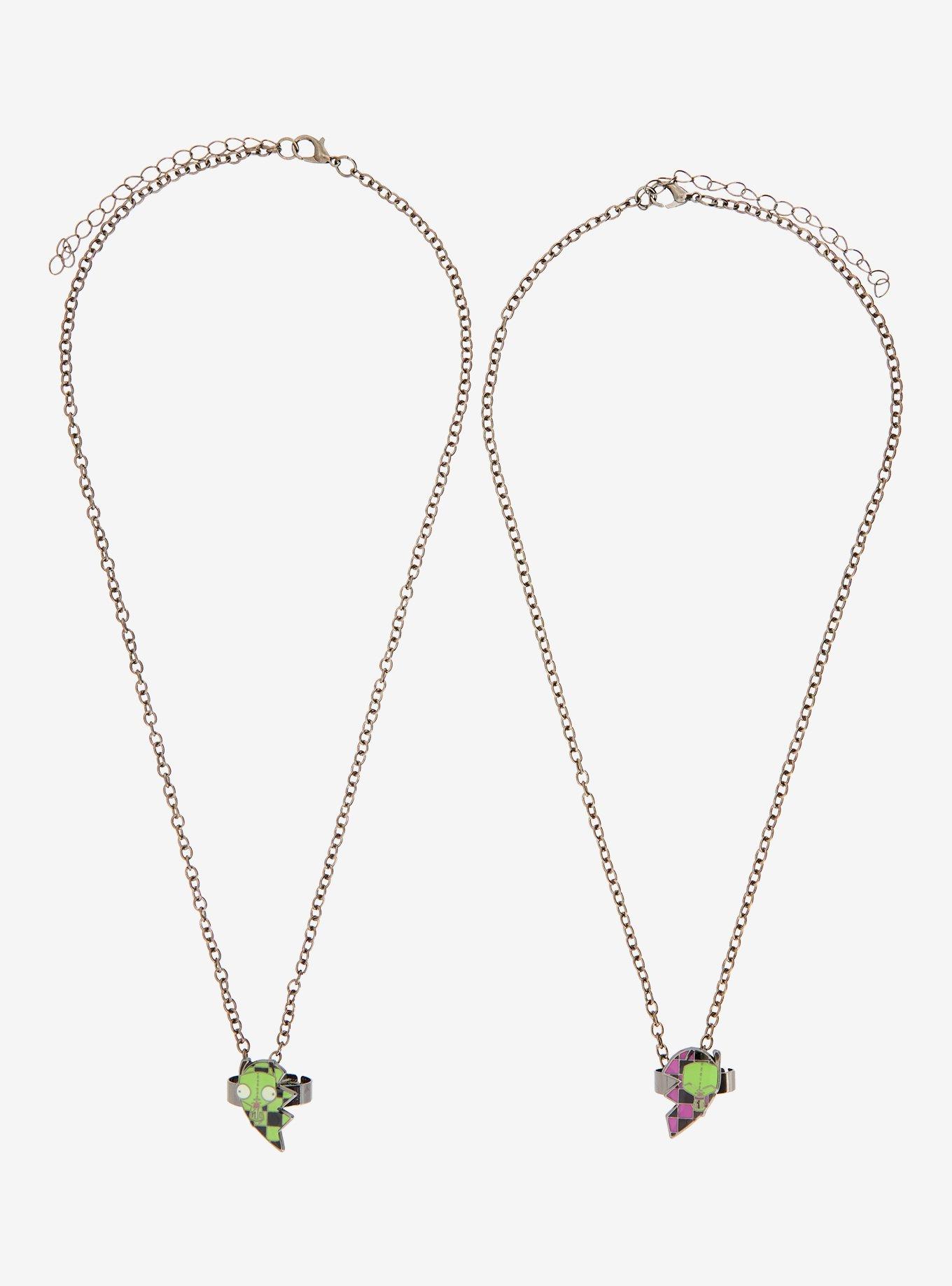 Invader Zim GIR Broken Heart Rings Best Friend Necklace Set, , hi-res