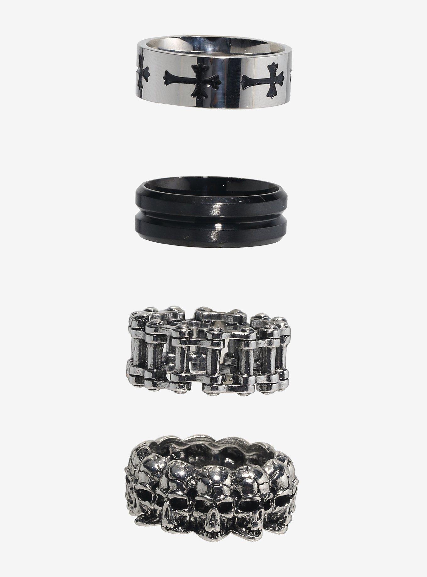 Skull Cross Chain Guys Ring set, , hi-res