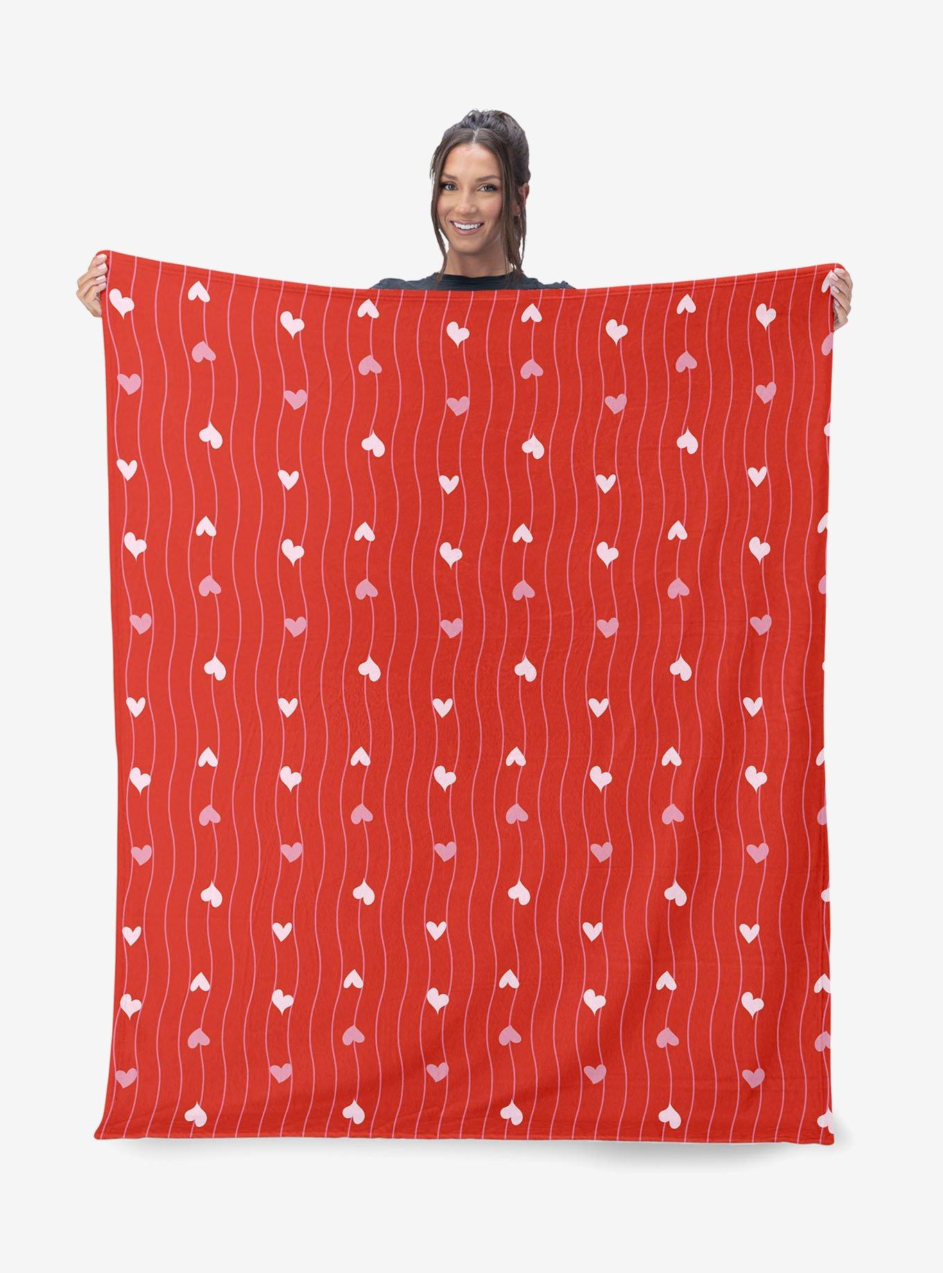 Line Hearts Silk Touch Sherpa Throw Blanket, , hi-res