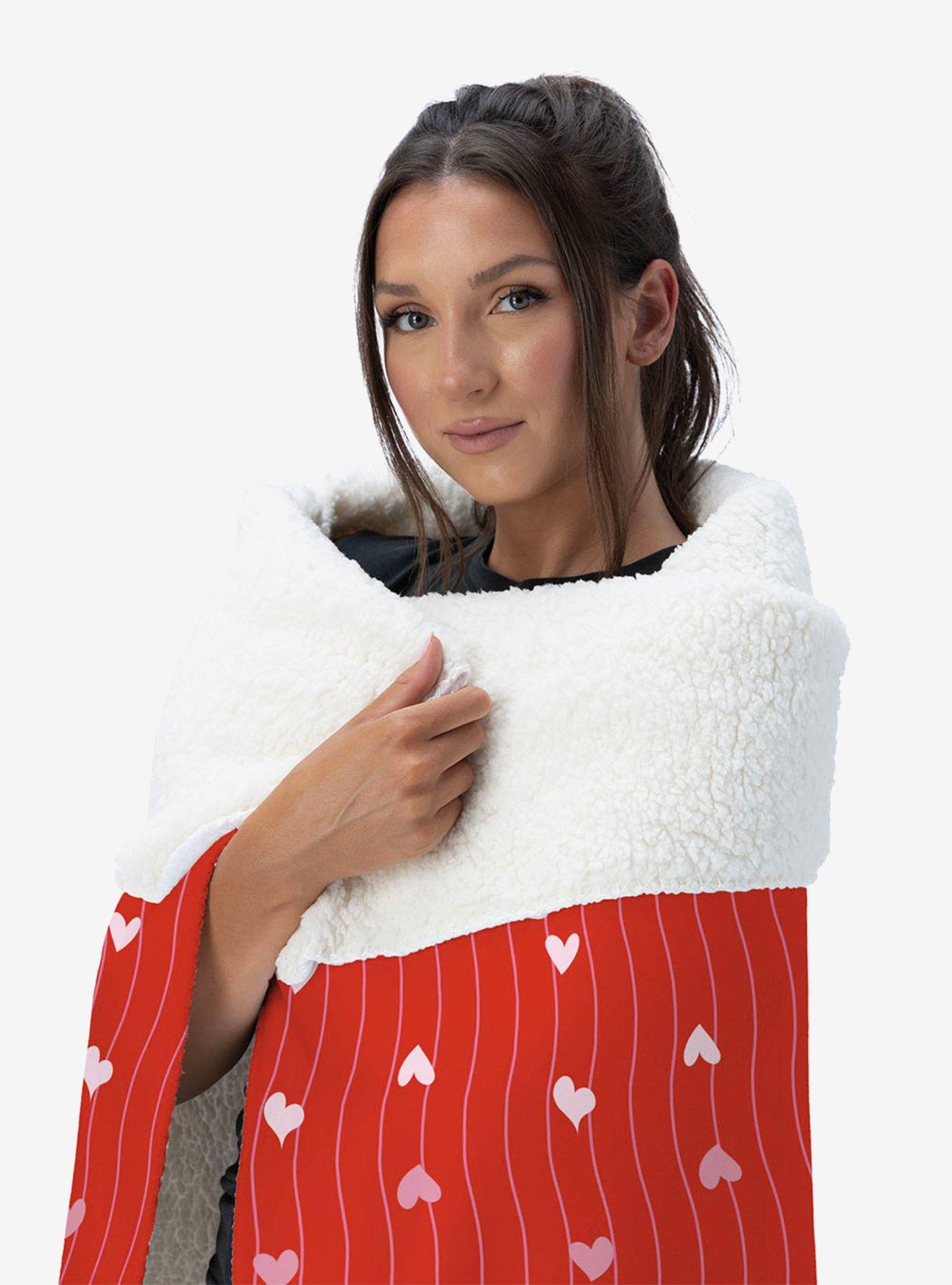 Line Hearts Silk Touch Sherpa Throw Blanket, , alternate