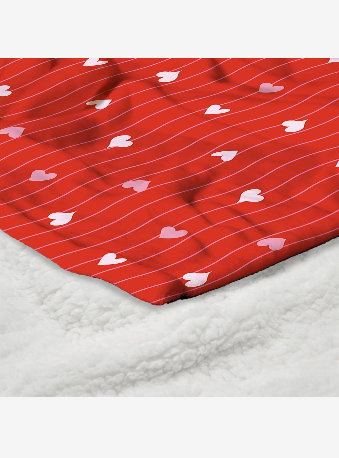 Line Hearts Silk Touch Sherpa Throw Blanket, , alternate