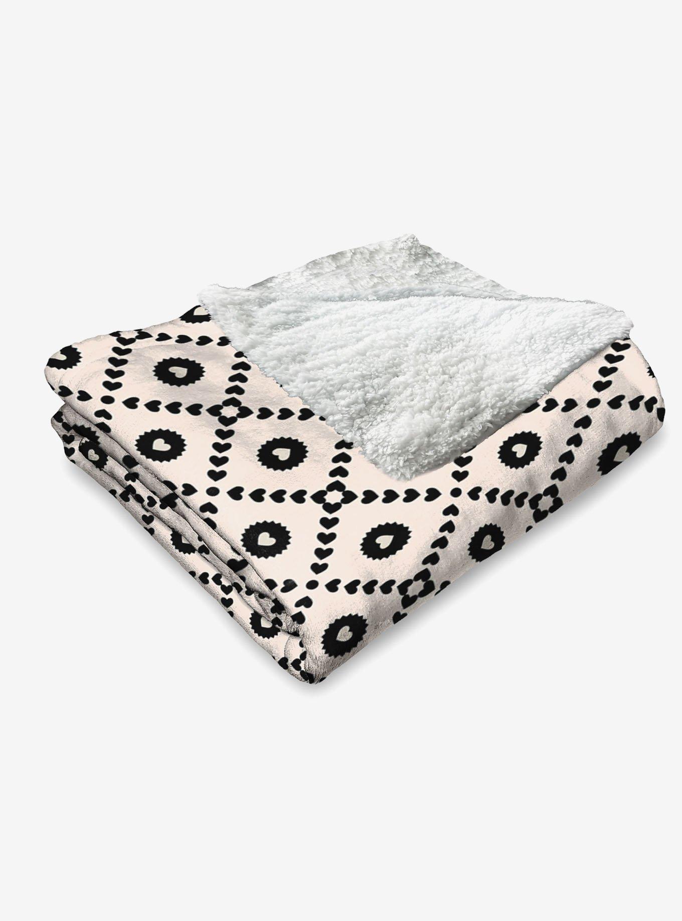 Black Hearts Silk Touch Sherpa Throw Blanket, , alternate