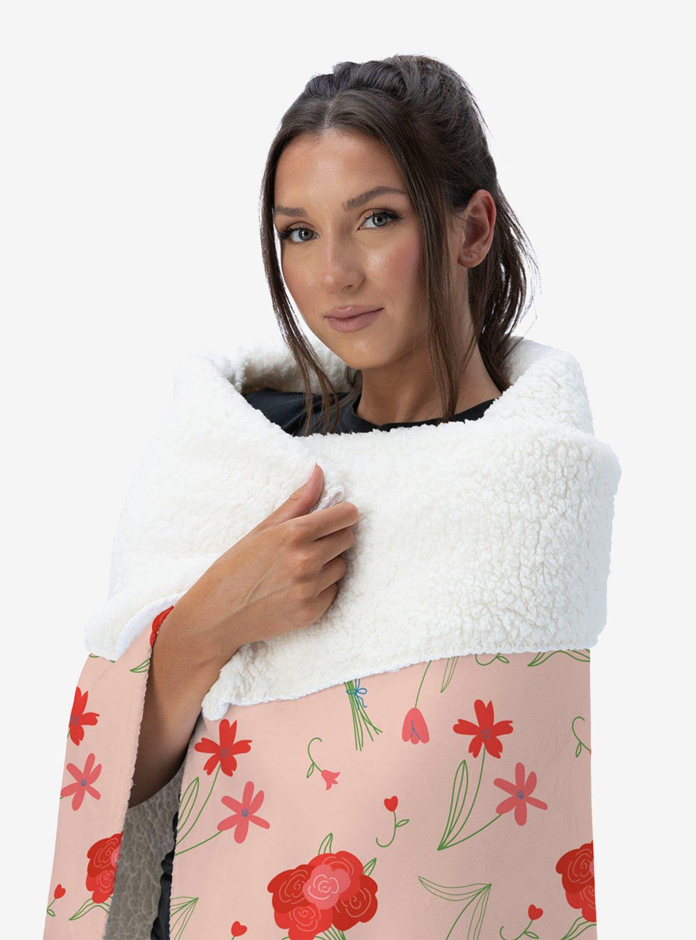 Flowers Silk Touch Sherpa Throw Blanket, , alternate