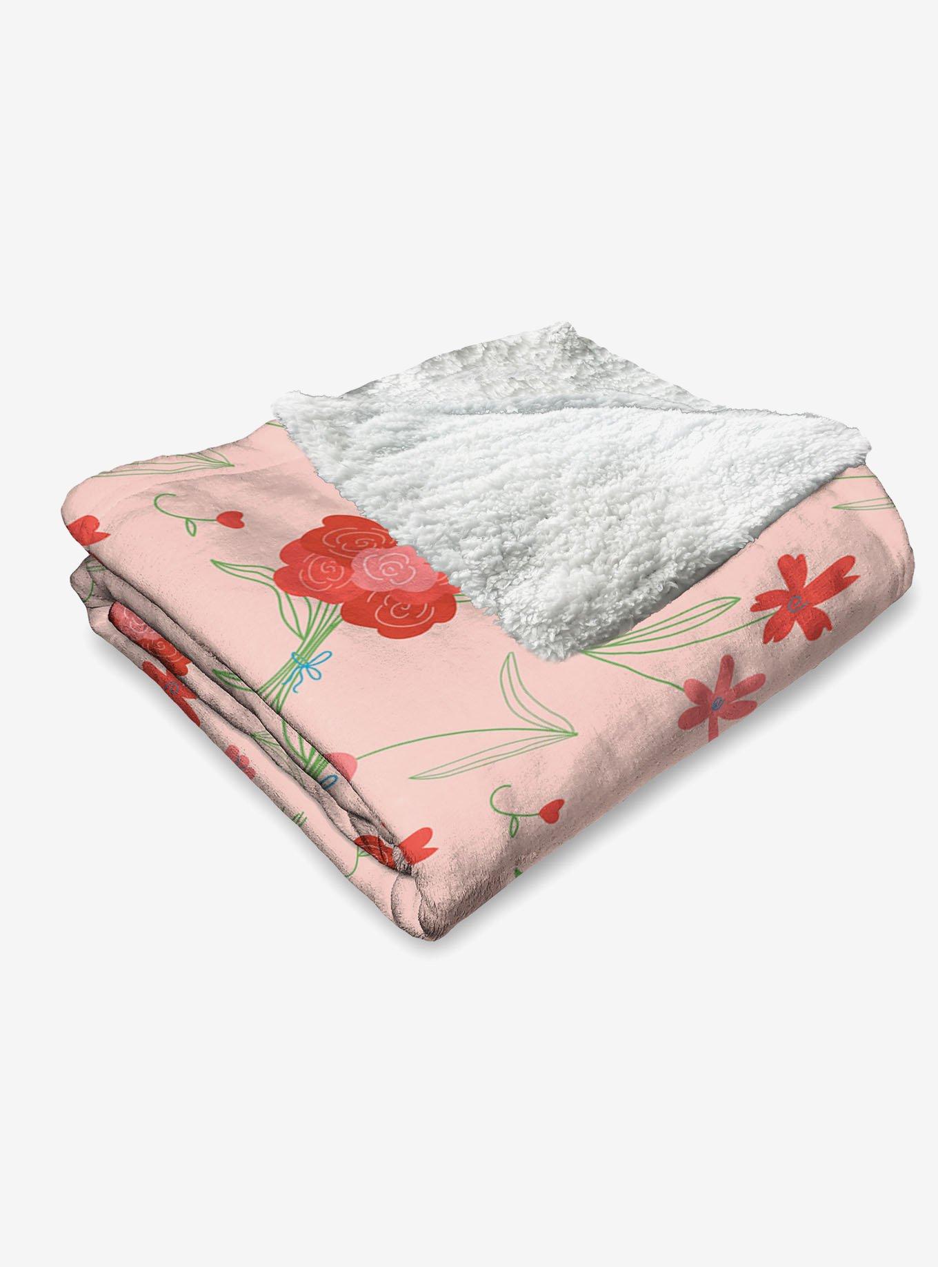 Flowers Silk Touch Sherpa Throw Blanket, , alternate