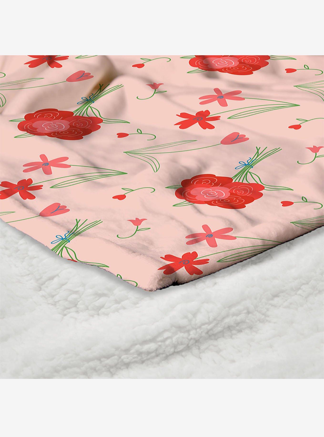 Flowers Silk Touch Sherpa Throw Blanket, , alternate