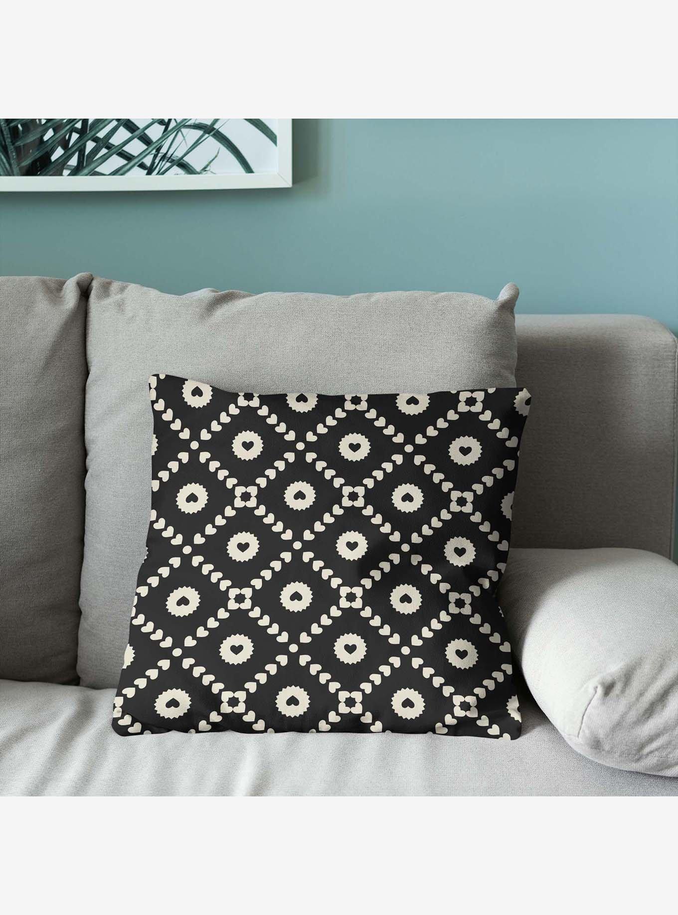 Black Hearts Throw Pillow, , alternate