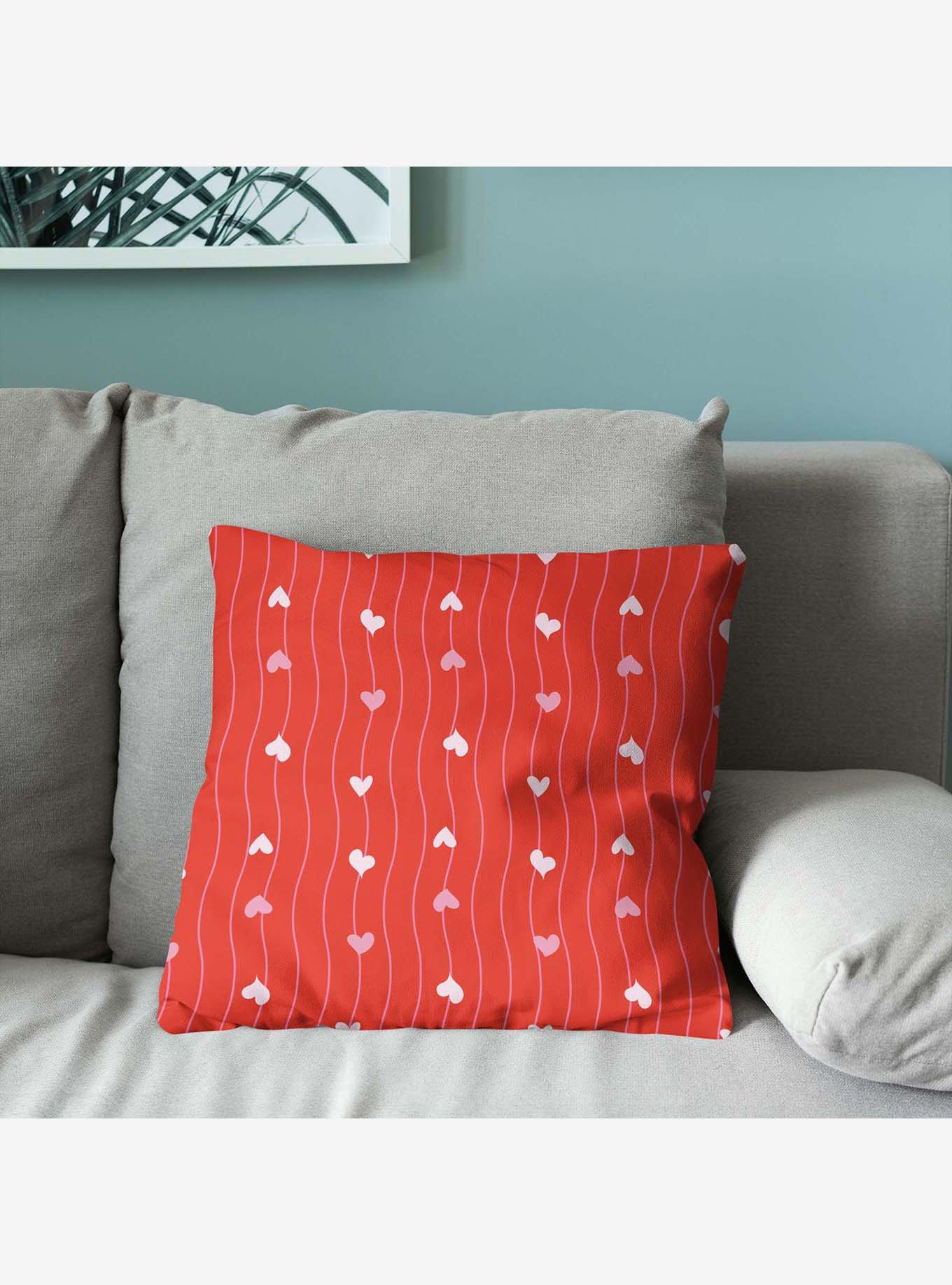 Line Hearts Throw Pillow, , alternate
