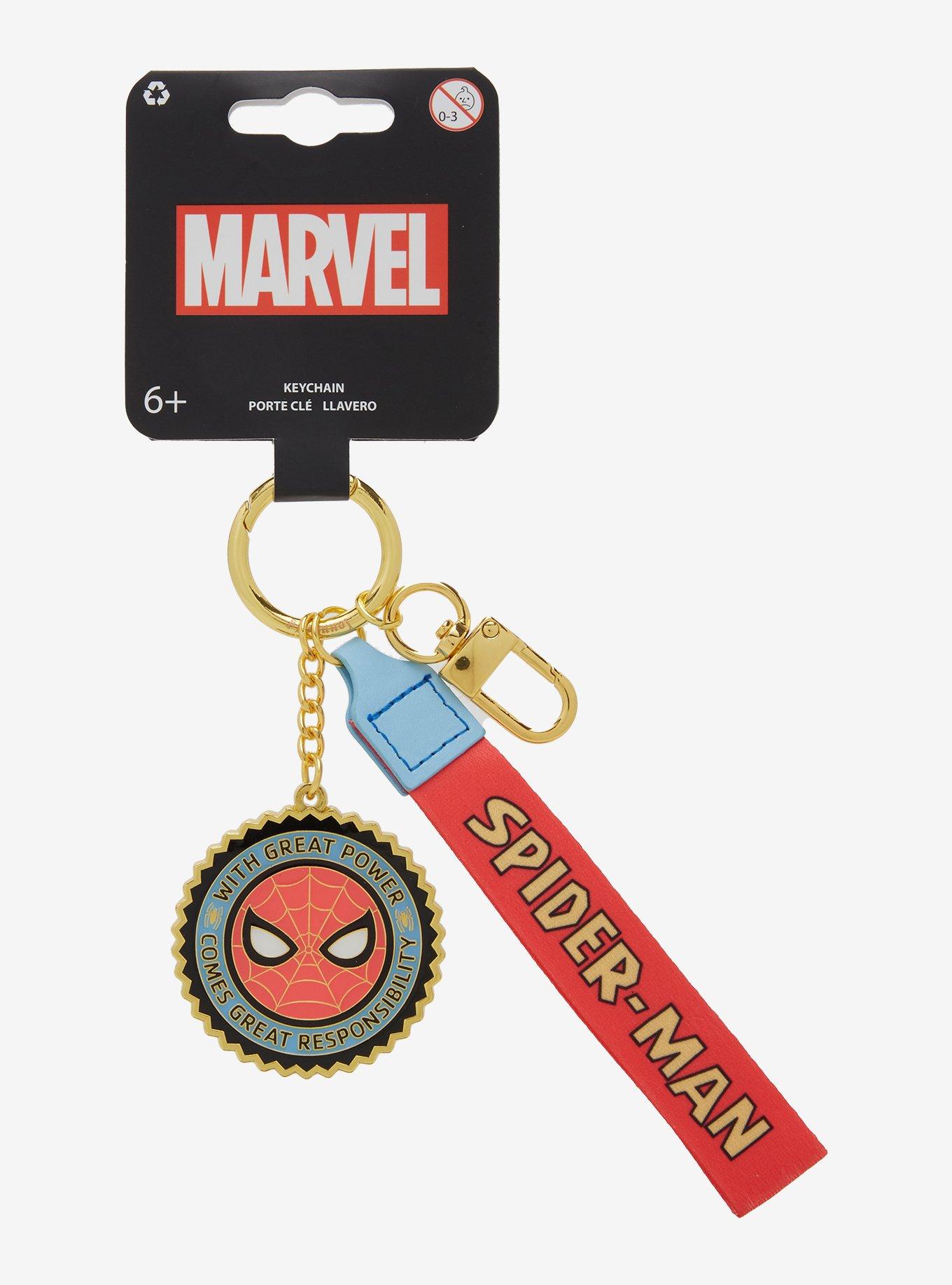 Loungefly Marvel Spider-Man Retro Badge Wristlet Keychain - BoxLunch Exclusive, , alternate