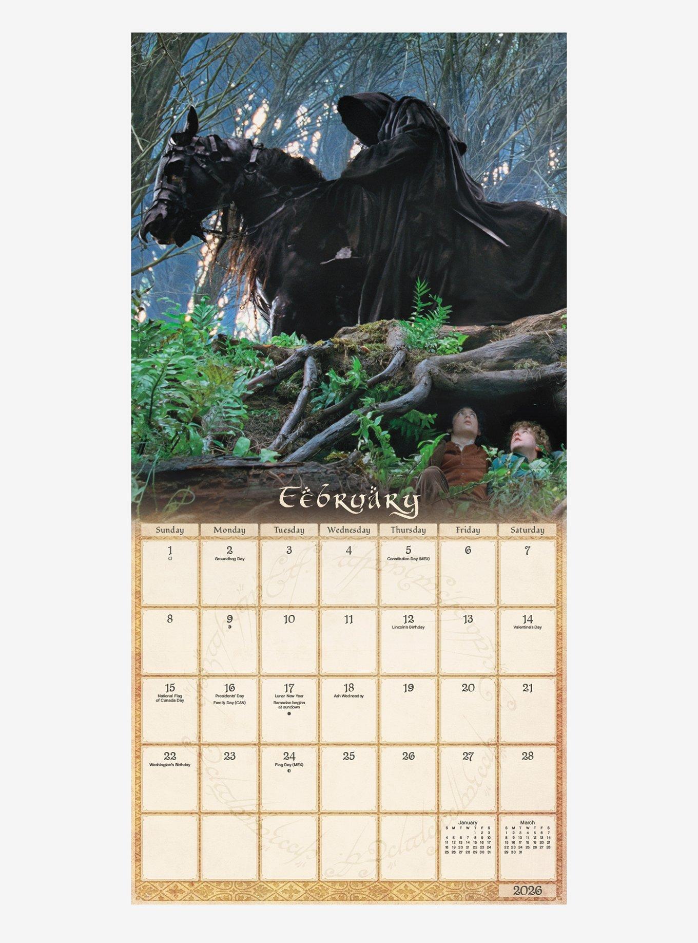The Lord of the Rings 2026 Wall Calendar