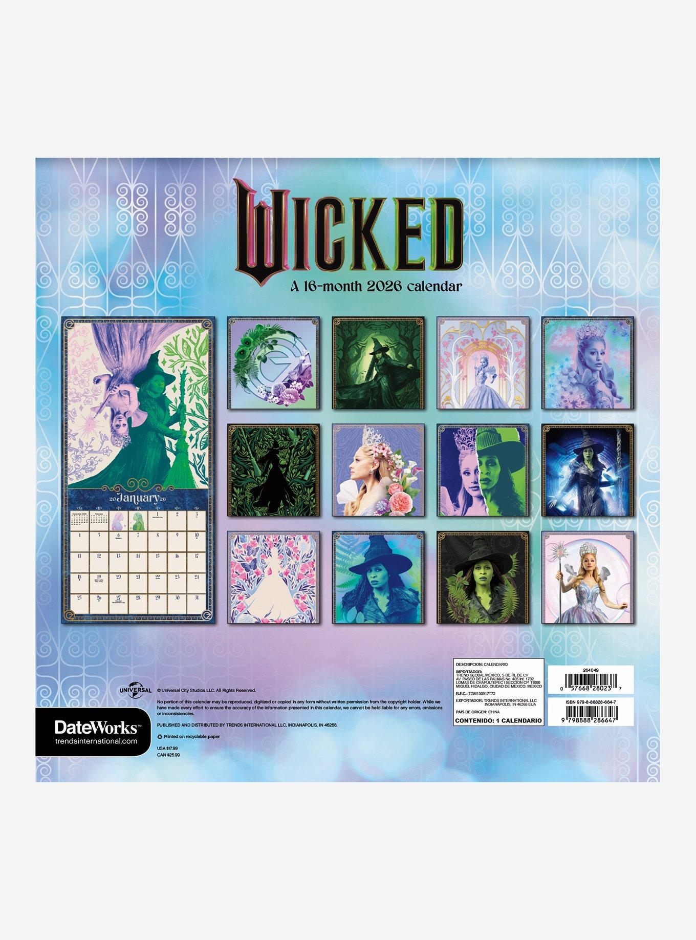 Wicked: For Good 16-Month 2026 Wall Calendar