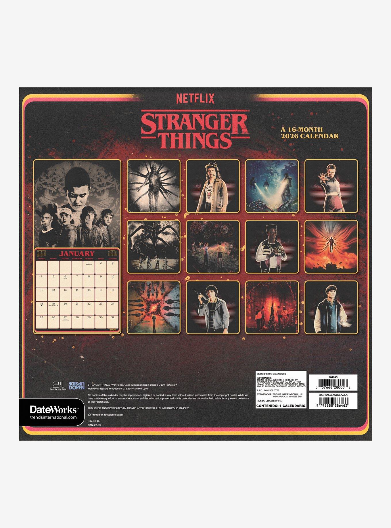 Stranger Things 16-Month 2026 Wall Calendar