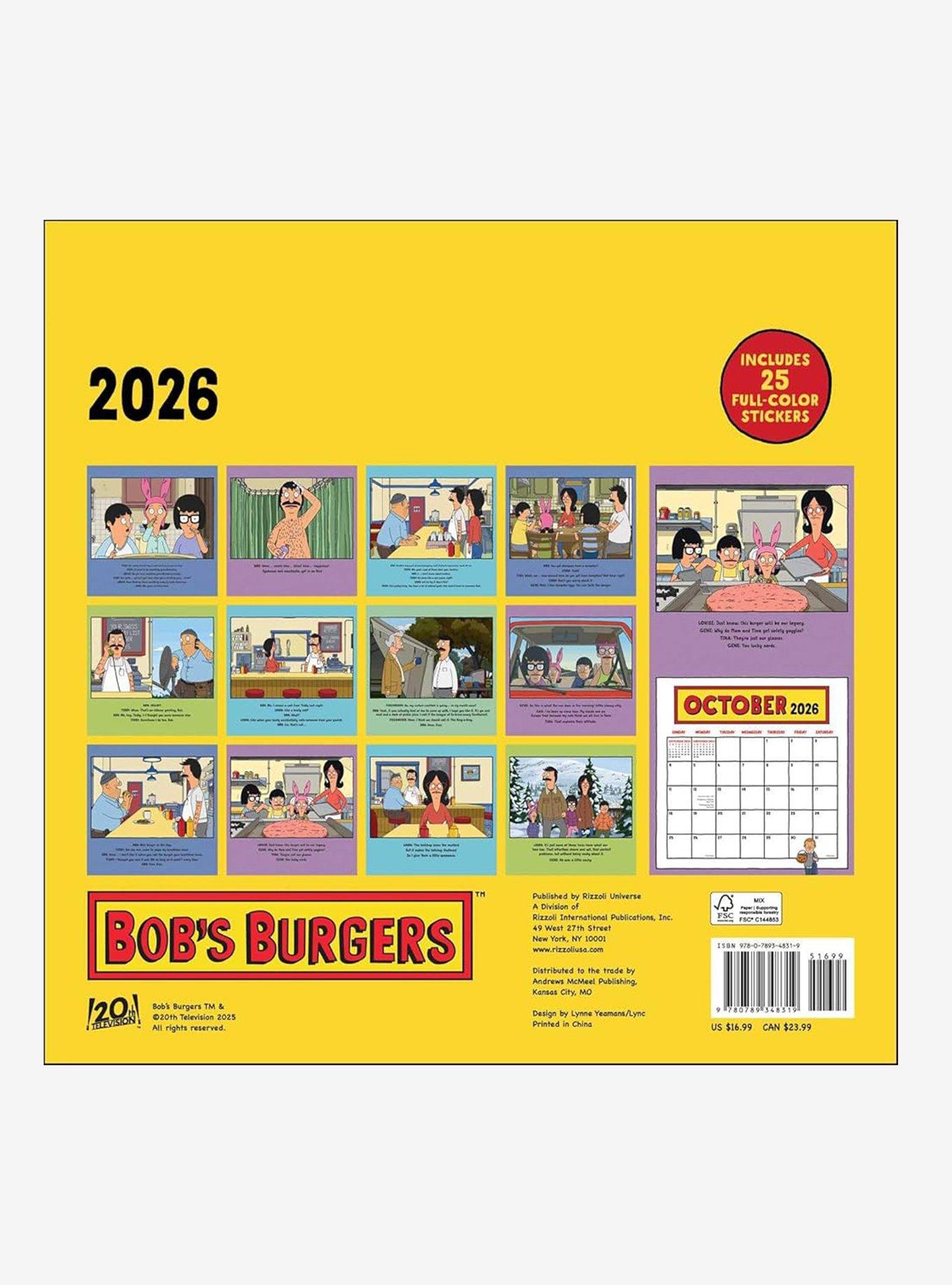 Bob's Burgers 2026 Wall Calendar