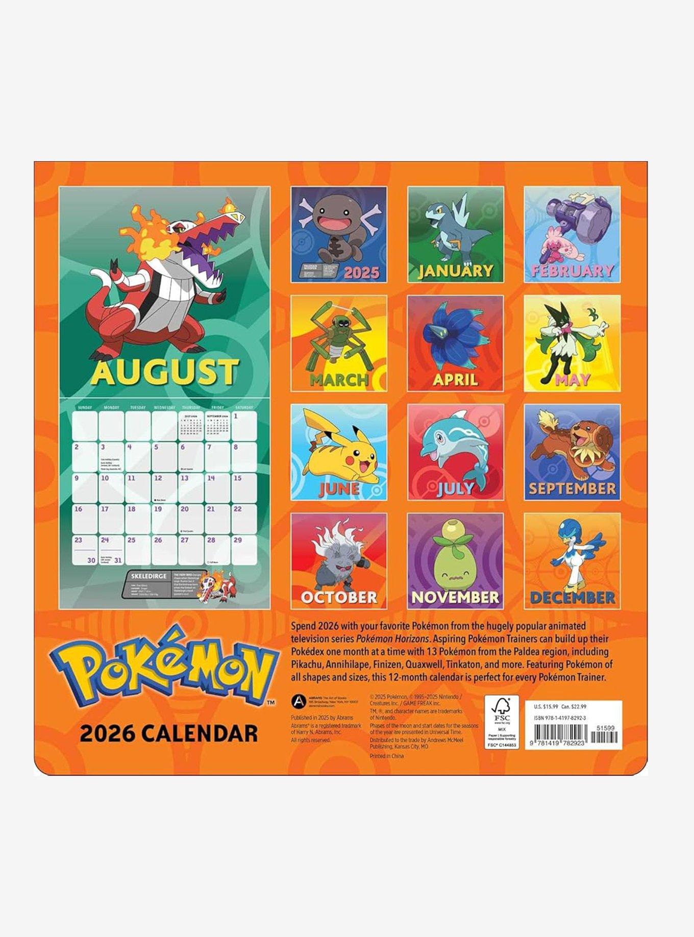 Pokémon 2026 Wall Calendar