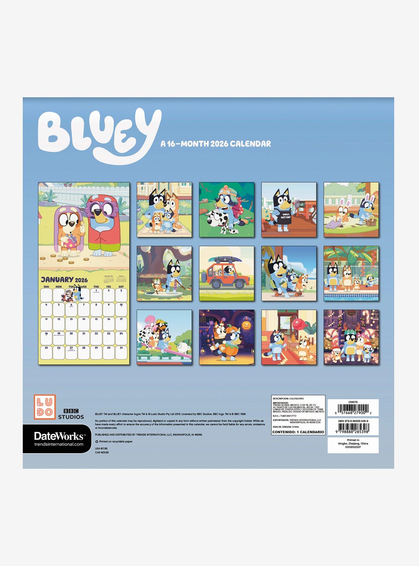 Bluey 2026 Wall Calendar, , hi-res