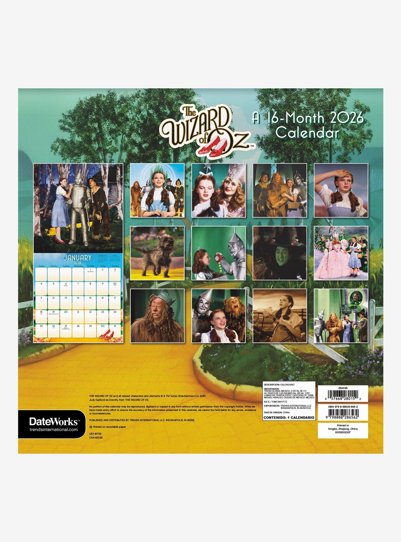 The Wizard of Oz 2026 Wall Calendar, , alternate