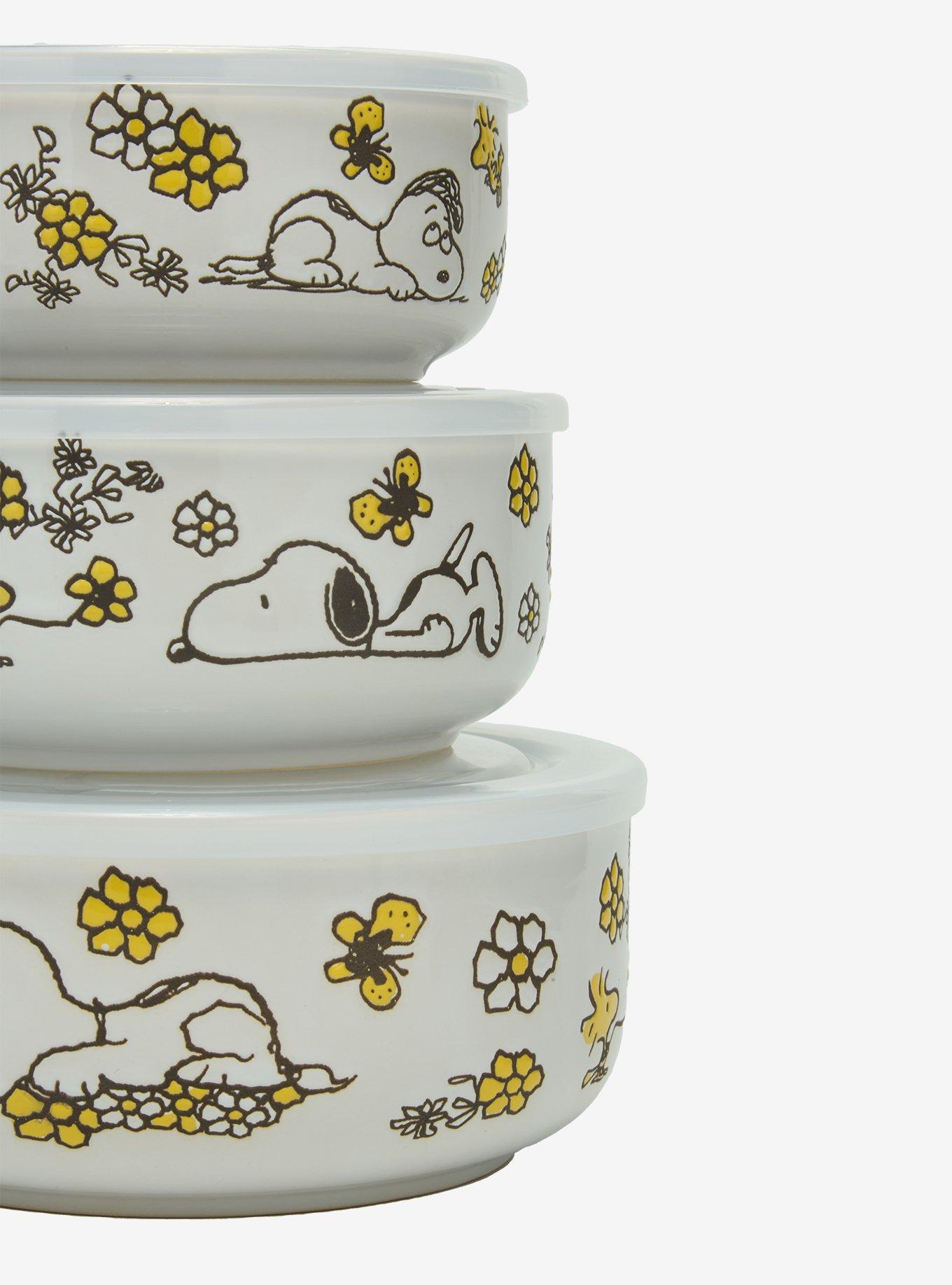 Peanuts Snoopy & Woodstack Floral Bowl and Lid Set, , hi-res