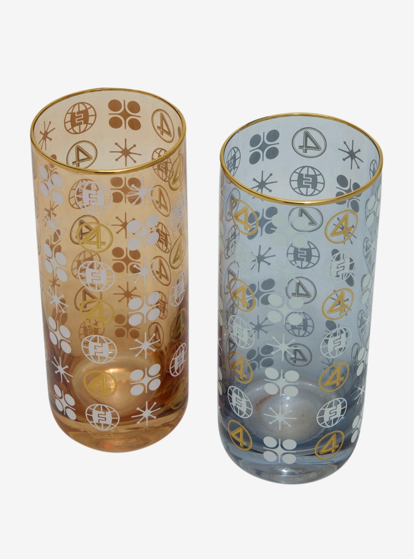 Marvel The Fantastic Four: First Steps Gold Logo Tall Glass Set - BoxLunch Exclusive, , alternate