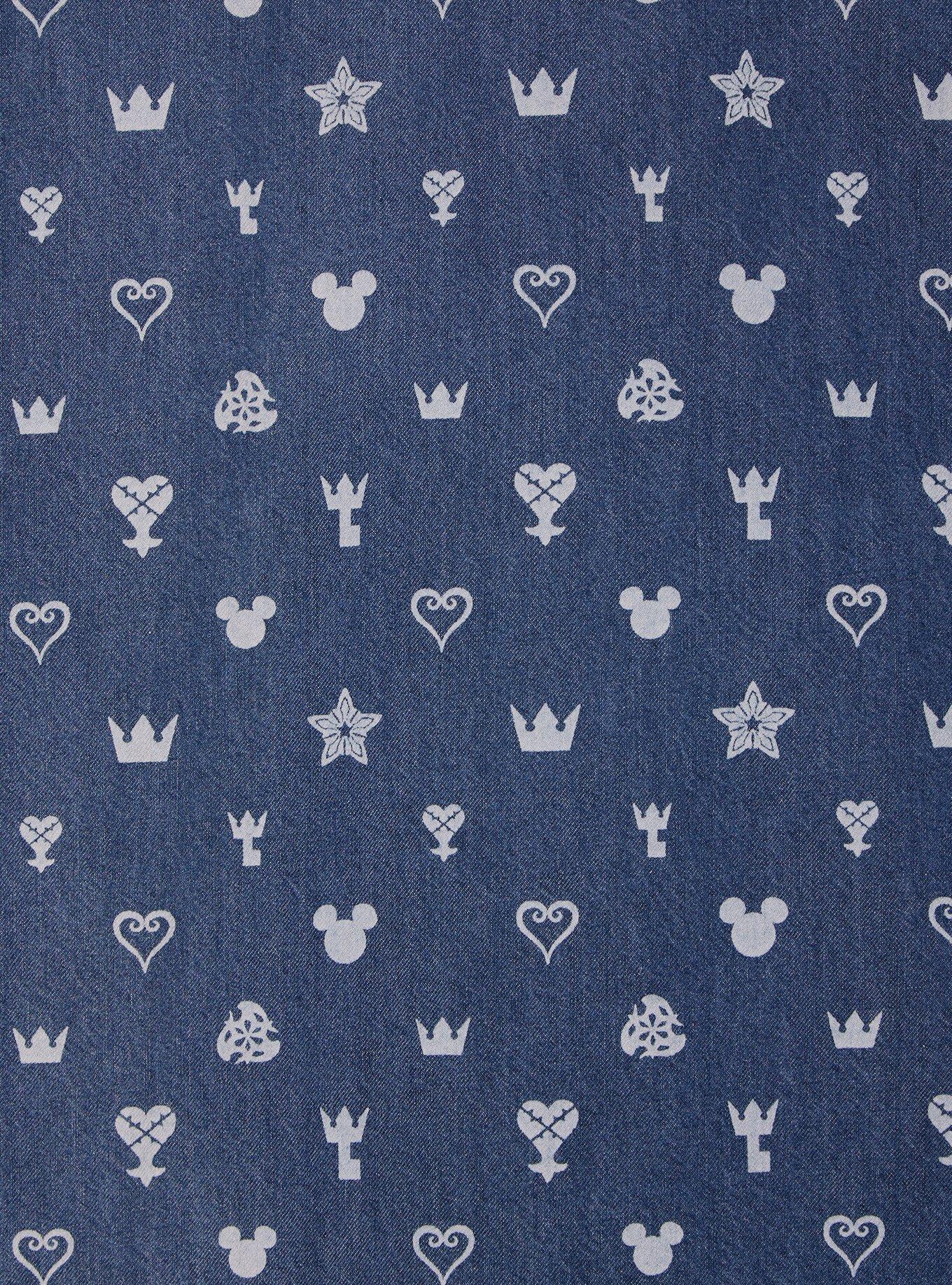 Disney Kingdom Hearts Icons Allover Print Woven Button-Up - BoxLunch Exclusive, DENIM, alternate